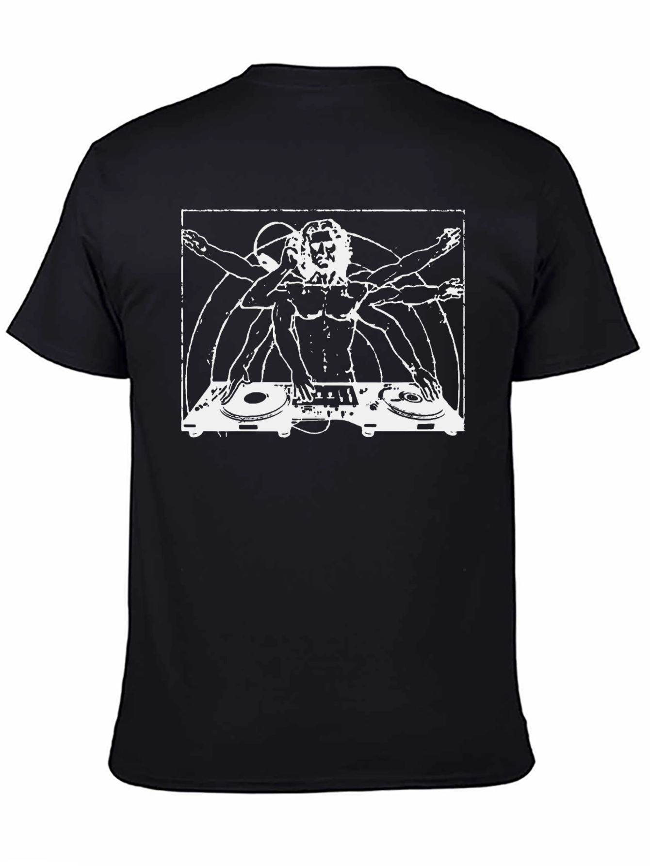 DJ Vitruvian Man Graphic T-Shirt - Black