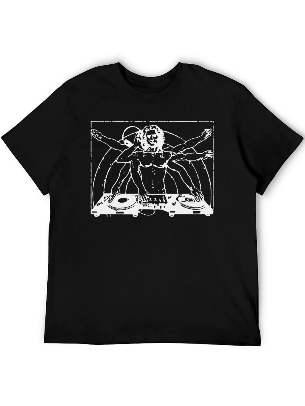 DJ Vitruvian Man Graphic T-Shirt - Black
