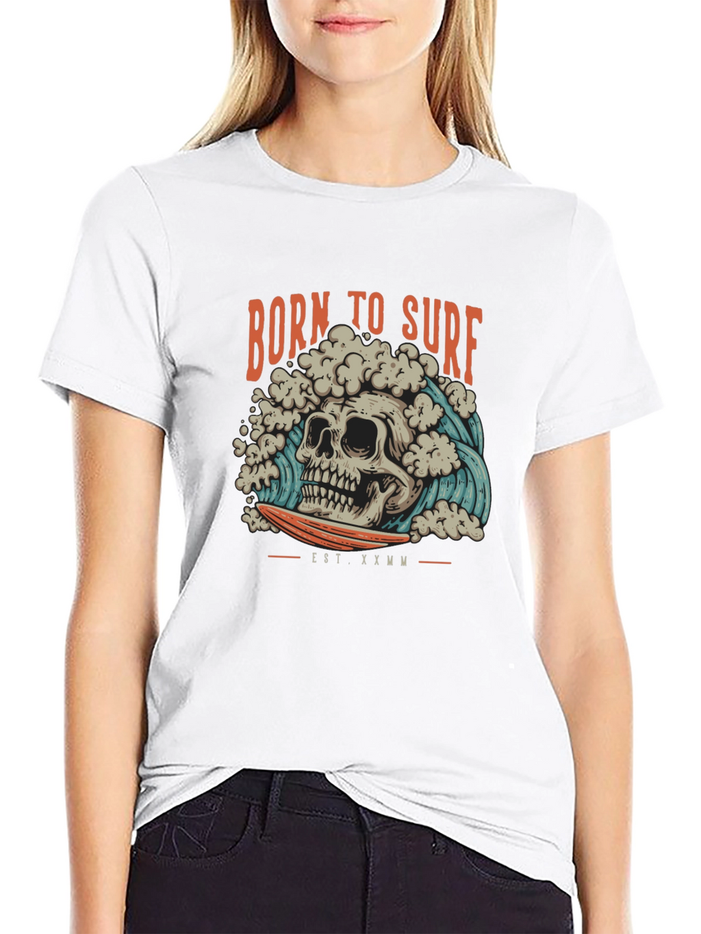 Born to Surf Skull Graphic Tee