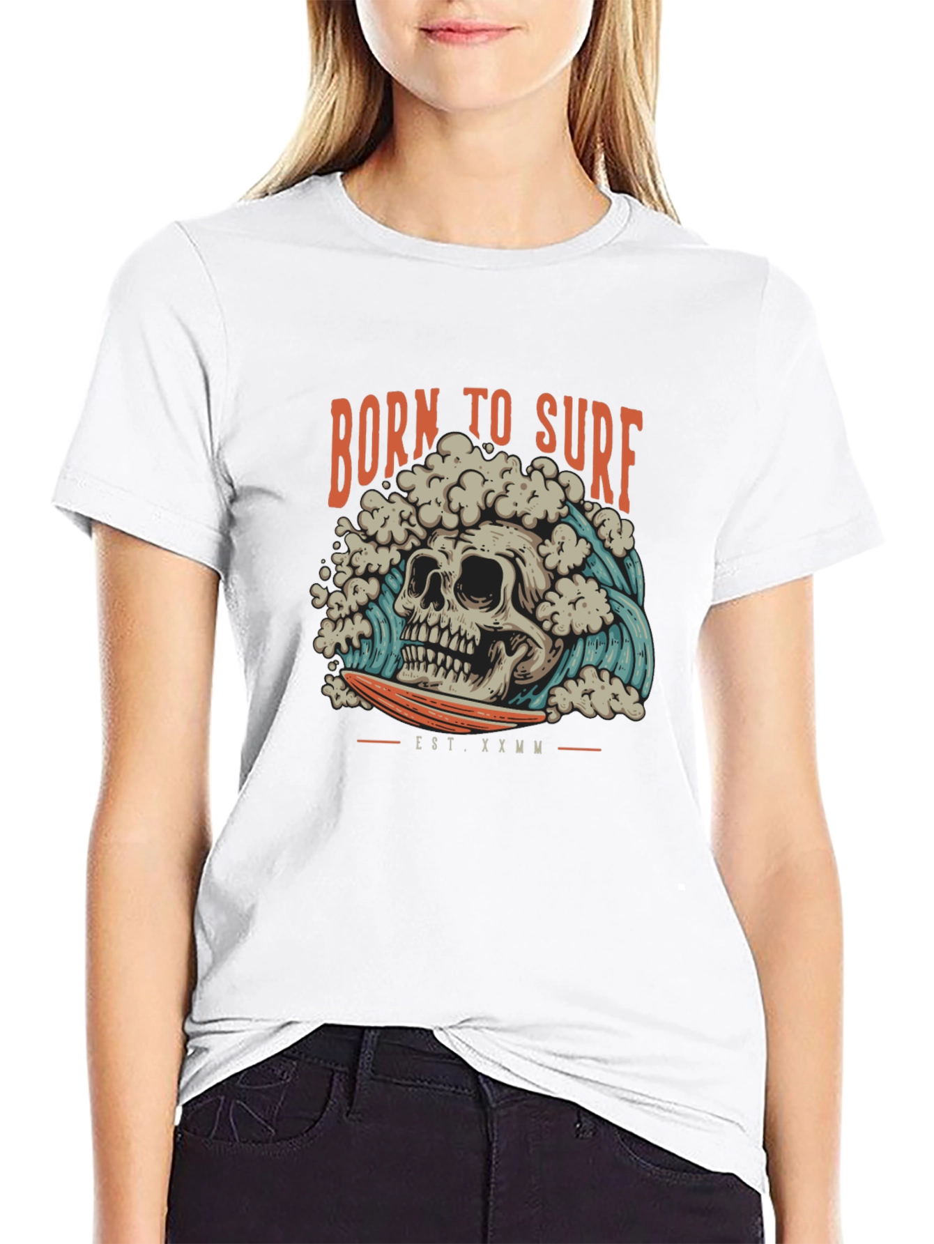Born to Surf Skull Graphic Tee