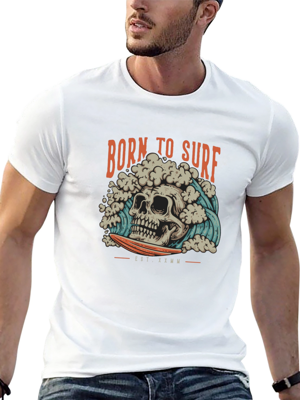 Born to Surf Skull Graphic Tee