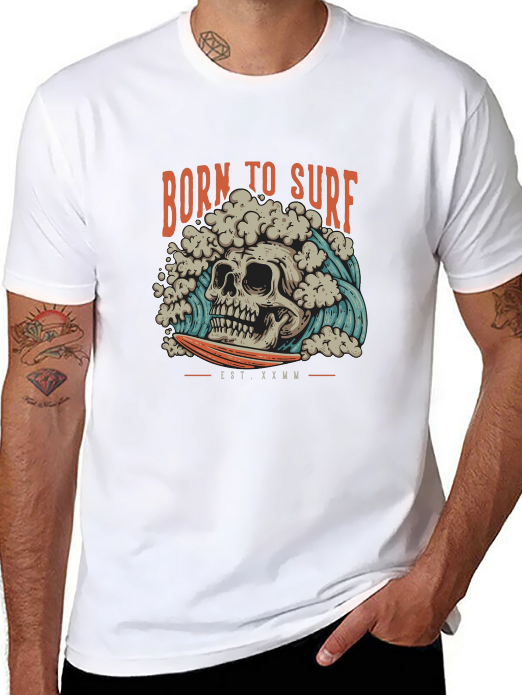 Born to Surf Skull Graphic Tee