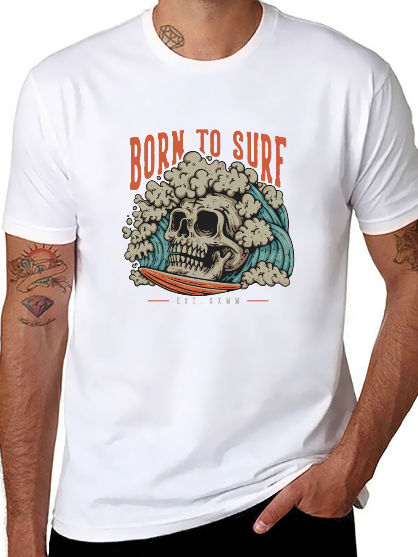 Born to Surf Skull Graphic Tee