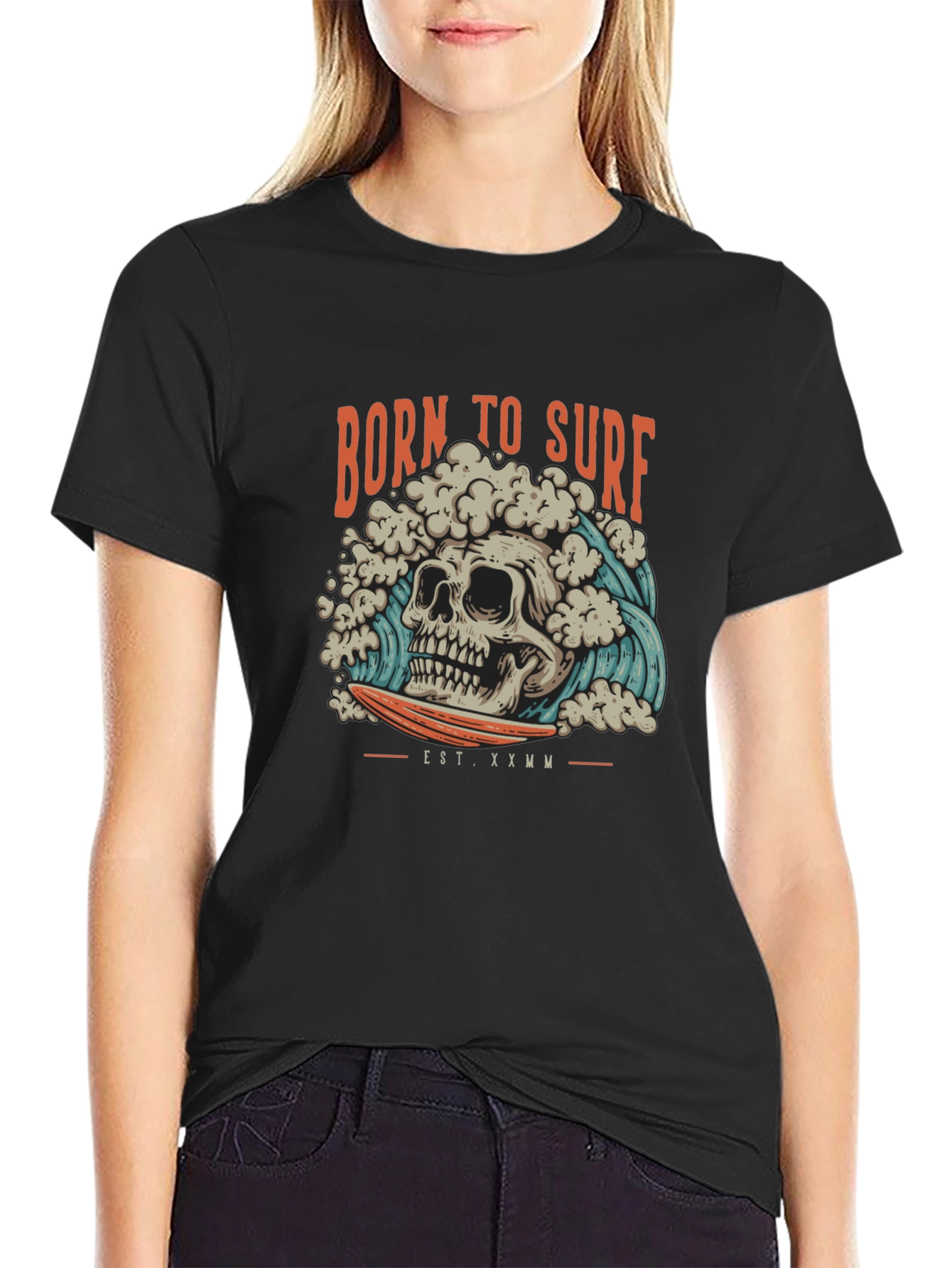 Born to Surf Skull Graphic Tee