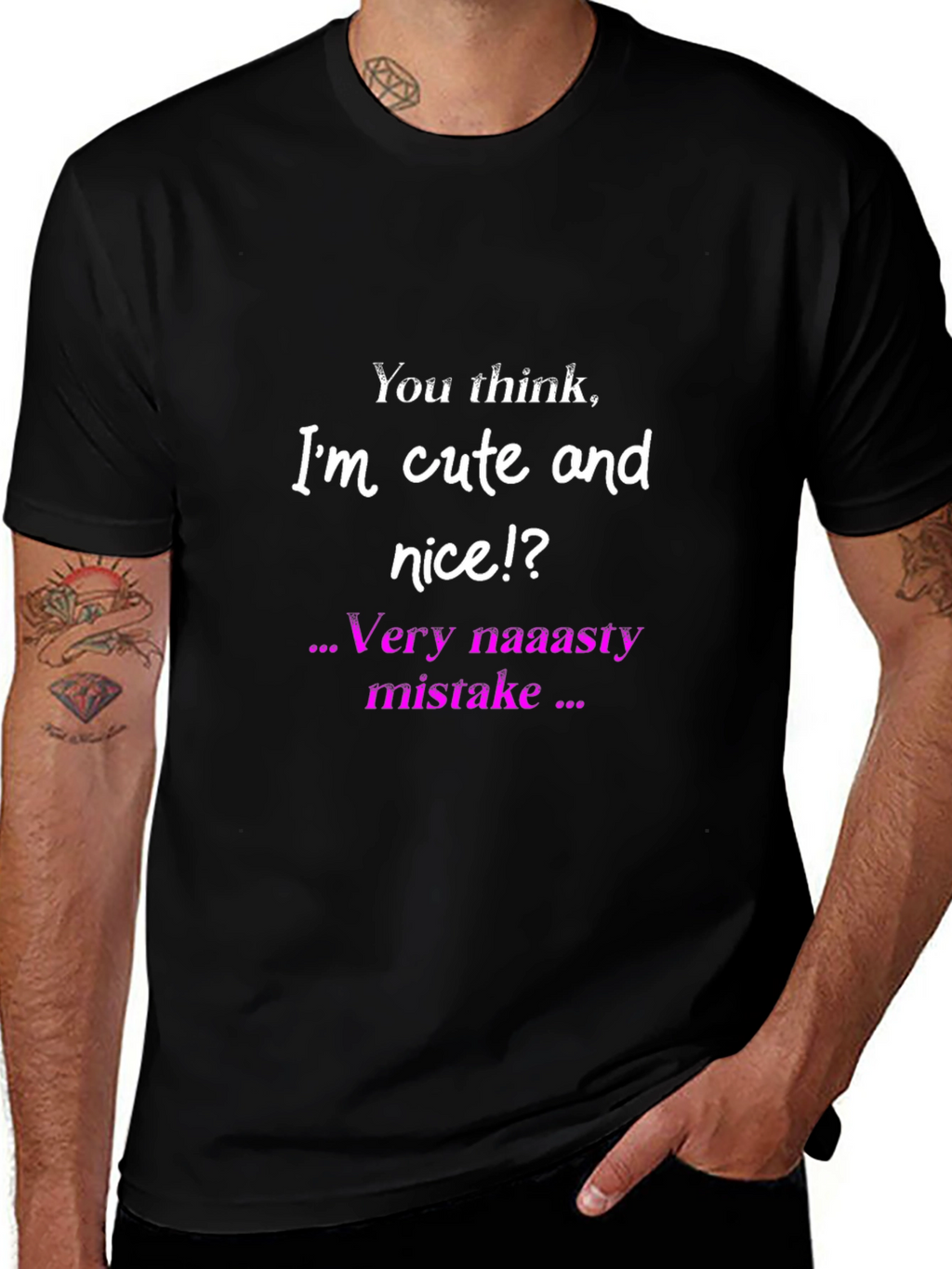 Funny Cute and Nice Graphic Print Black T-Shirt