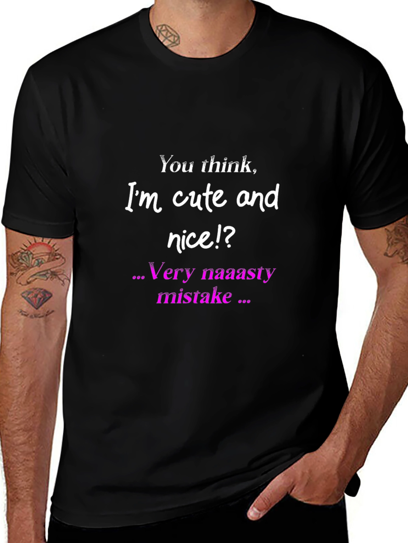 Funny Cute and Nice Graphic Print Black T-Shirt