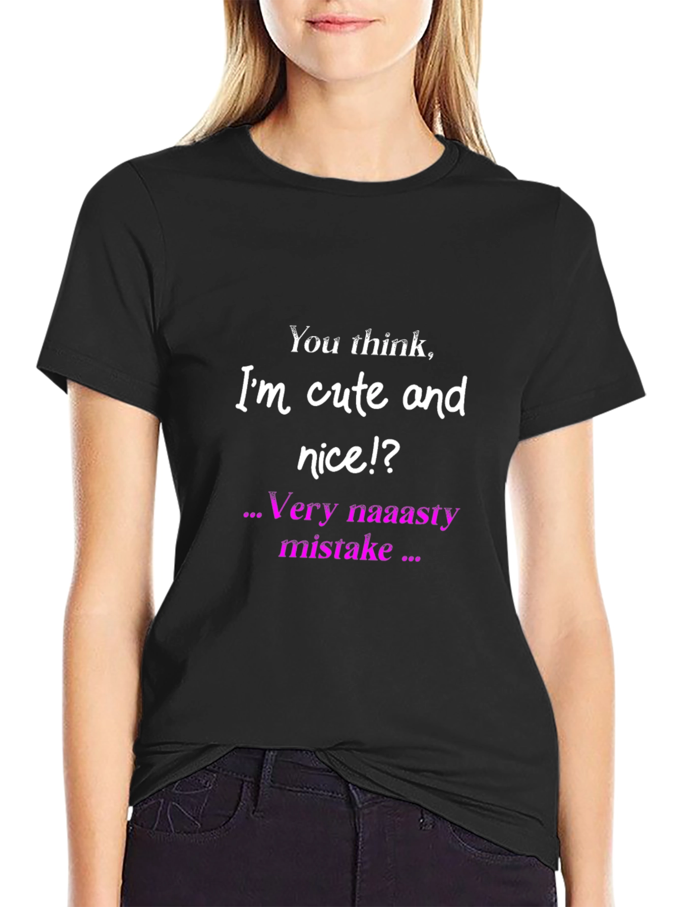 Funny Cute and Nice Graphic Print Black T-Shirt