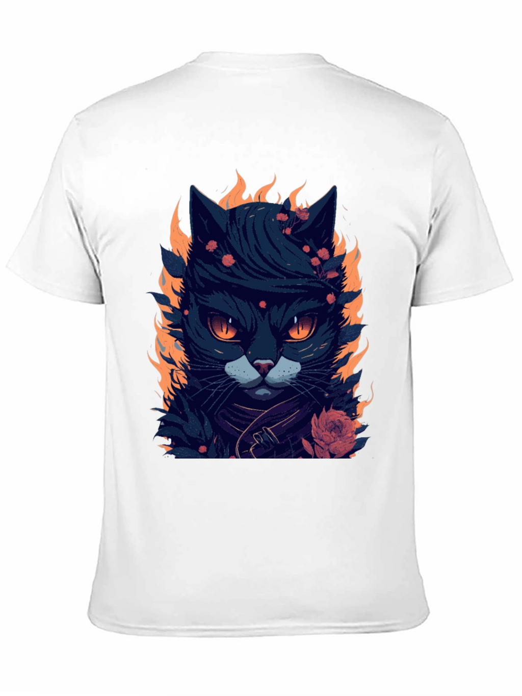 Fiery Feline Graphic Tee - Cool Cat Design