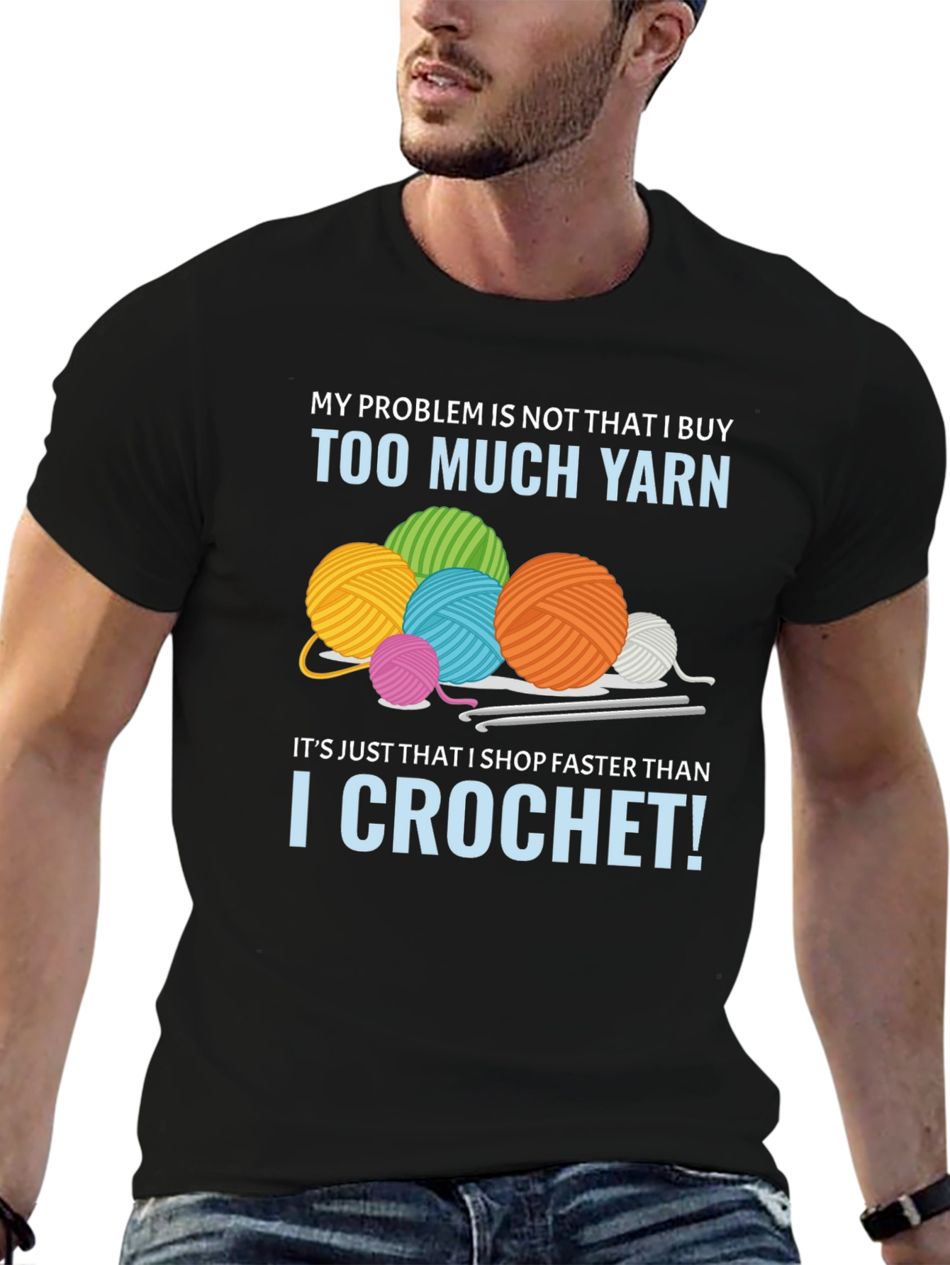 Funny Crochet T-Shirt: Too Much Yarn Problem