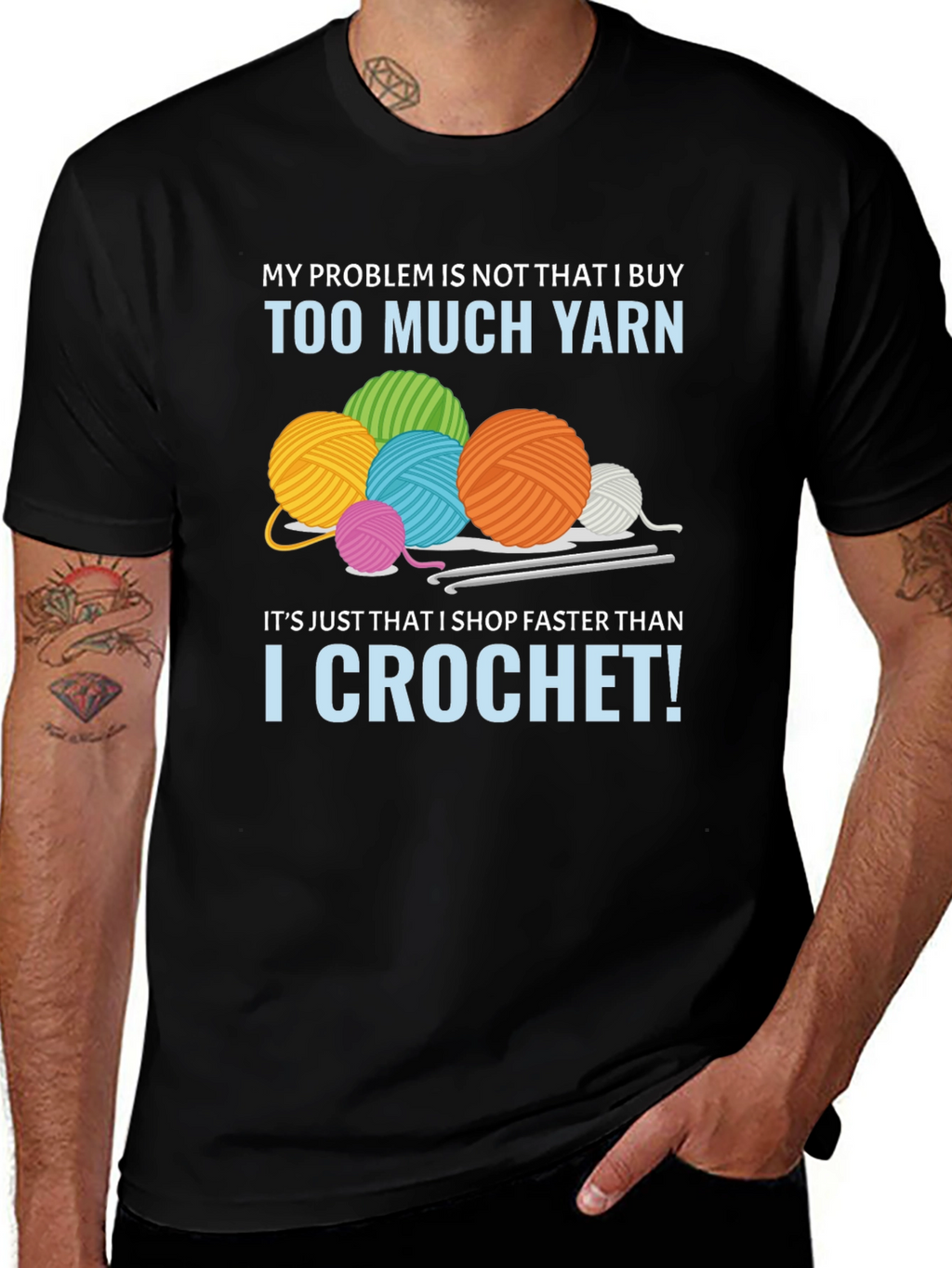 Funny Crochet T-Shirt: Too Much Yarn Problem