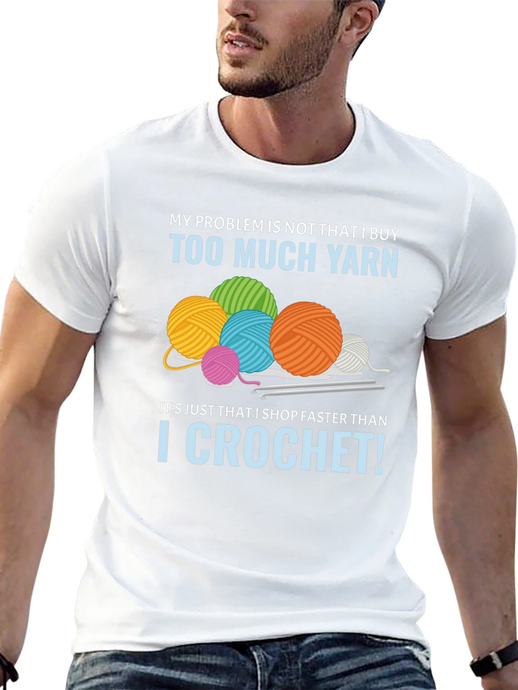 Funny Crochet T-Shirt: Too Much Yarn Problem