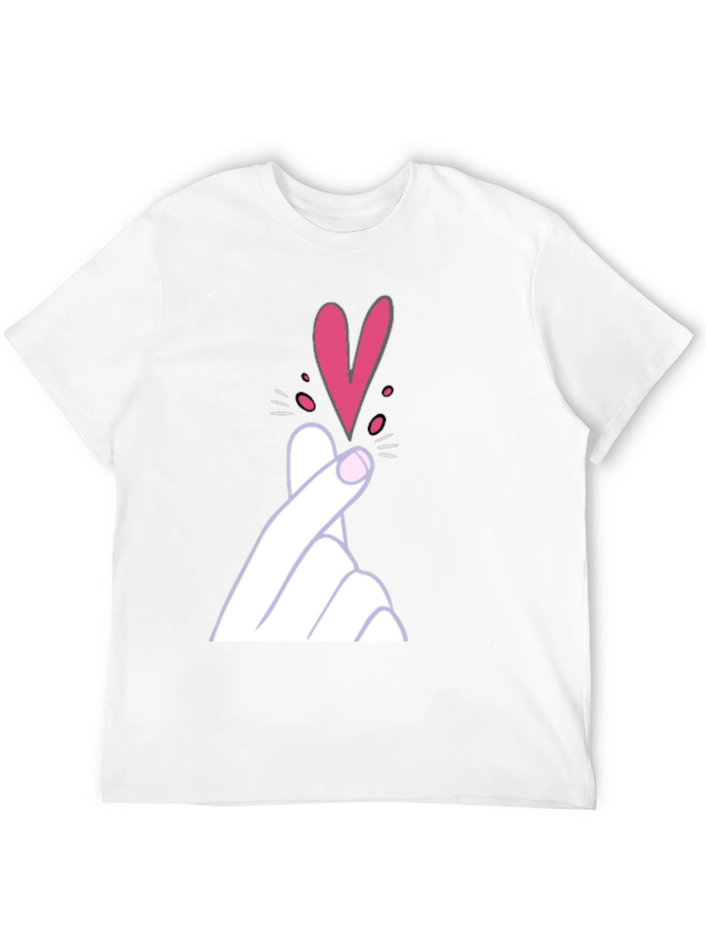 Finger Heart Gesture Graphic Tee - Trendy Casual Top
