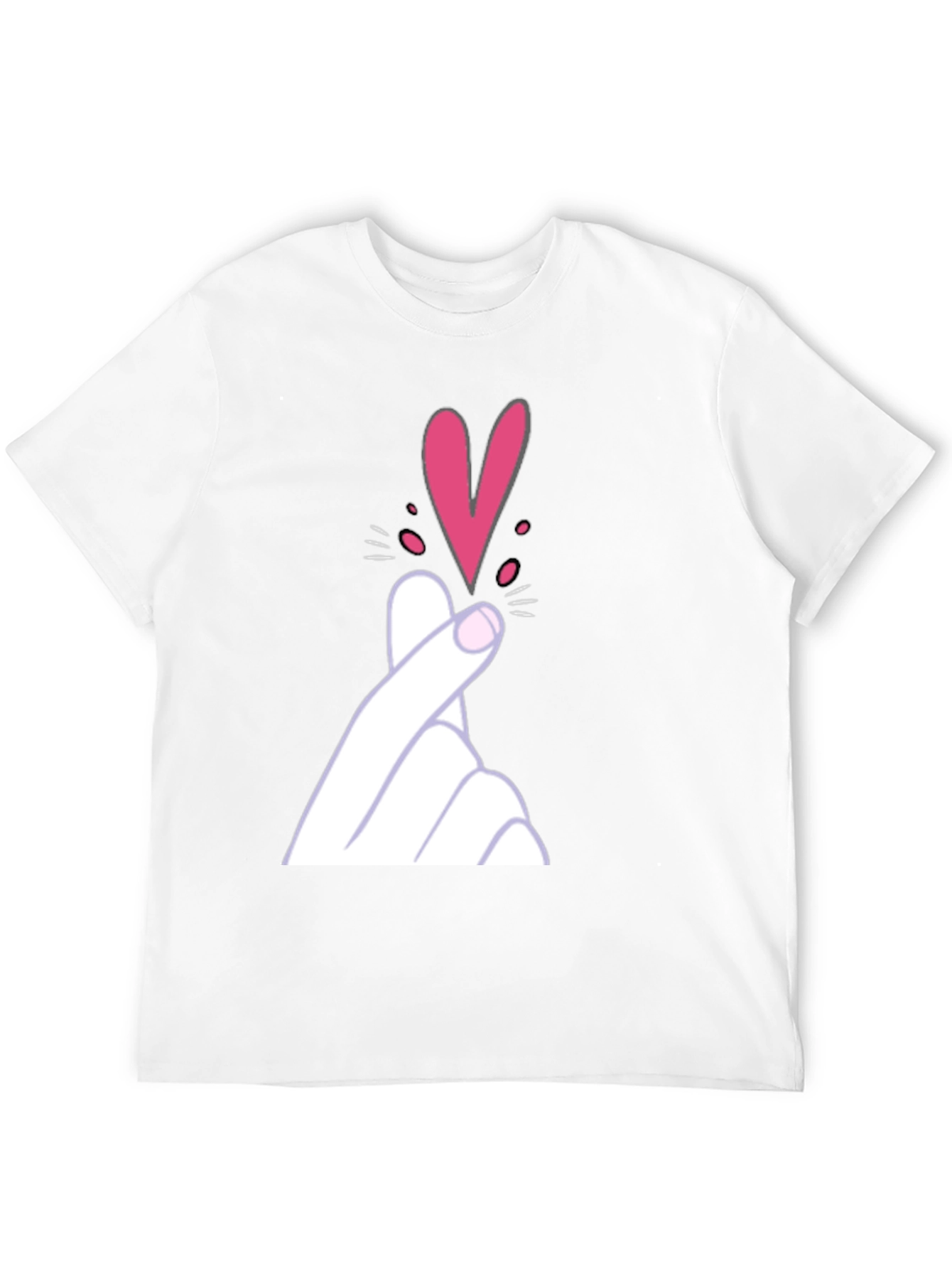 Finger Heart Gesture Graphic Tee - Trendy Casual Top