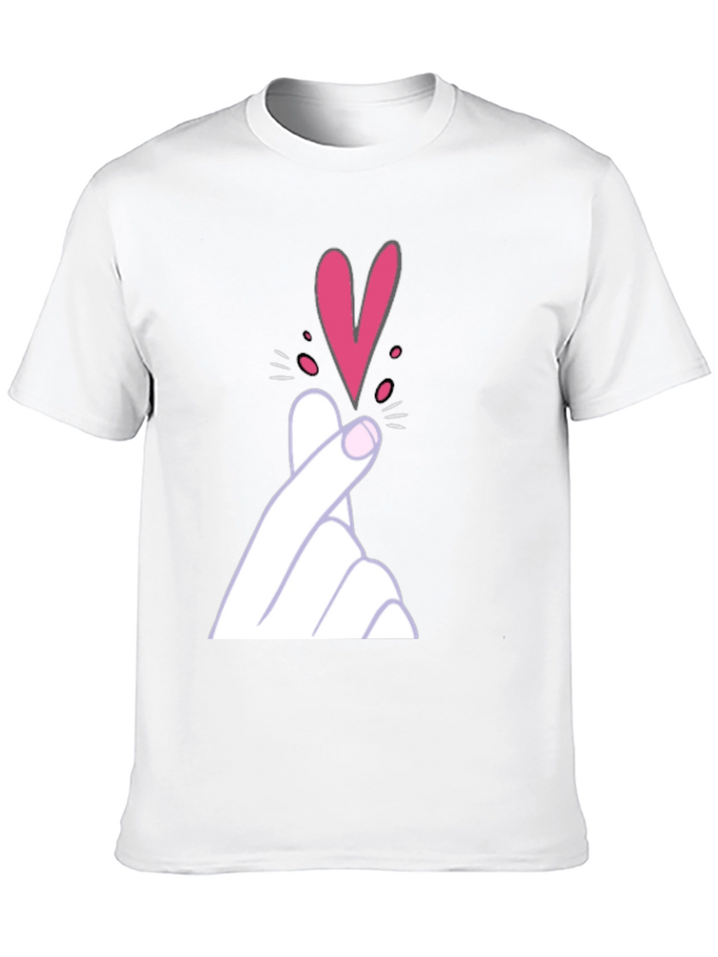 Finger Heart Gesture Graphic Tee - Trendy Casual Top