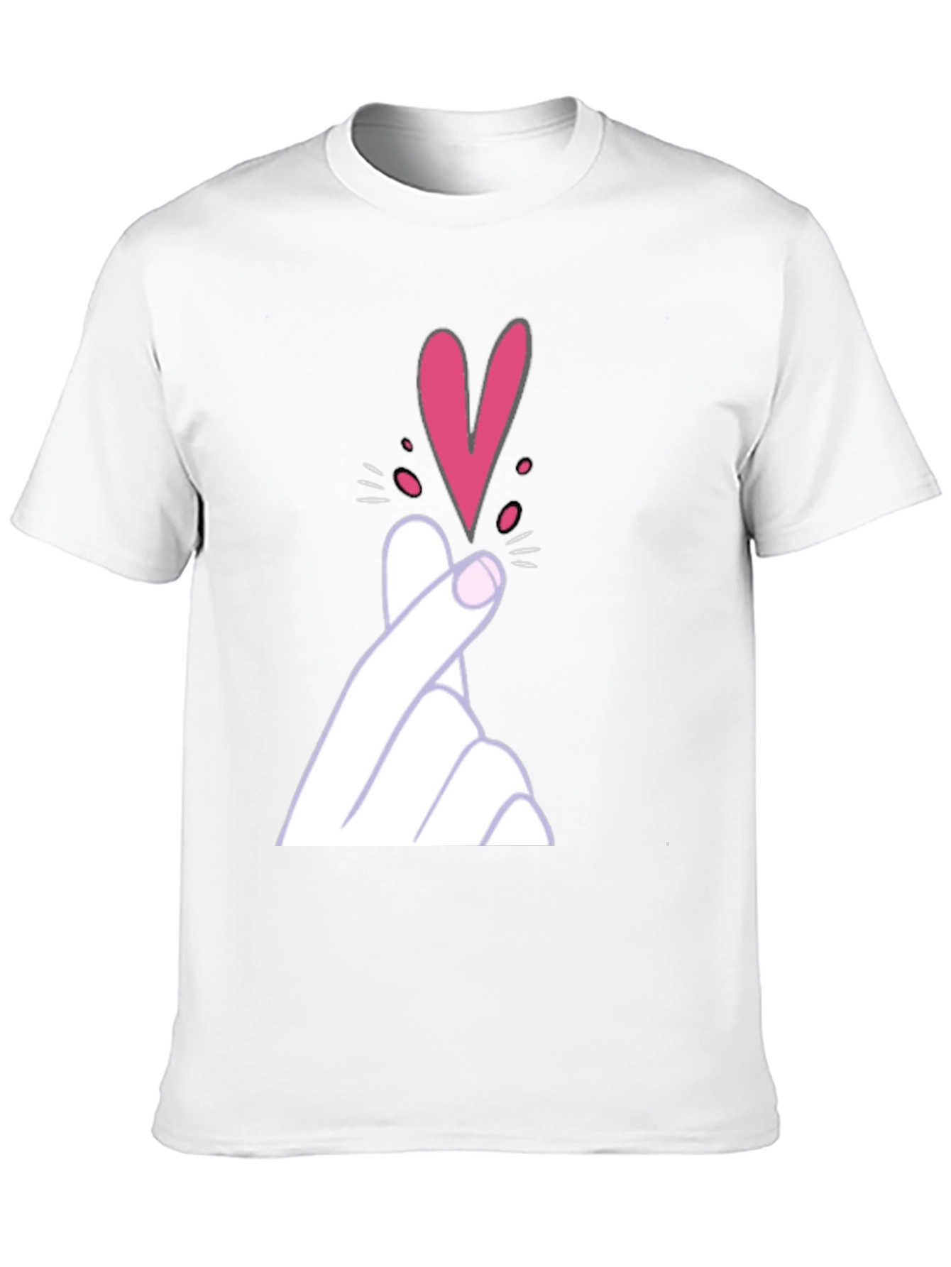 Finger Heart Gesture Graphic Tee - Trendy Casual Top