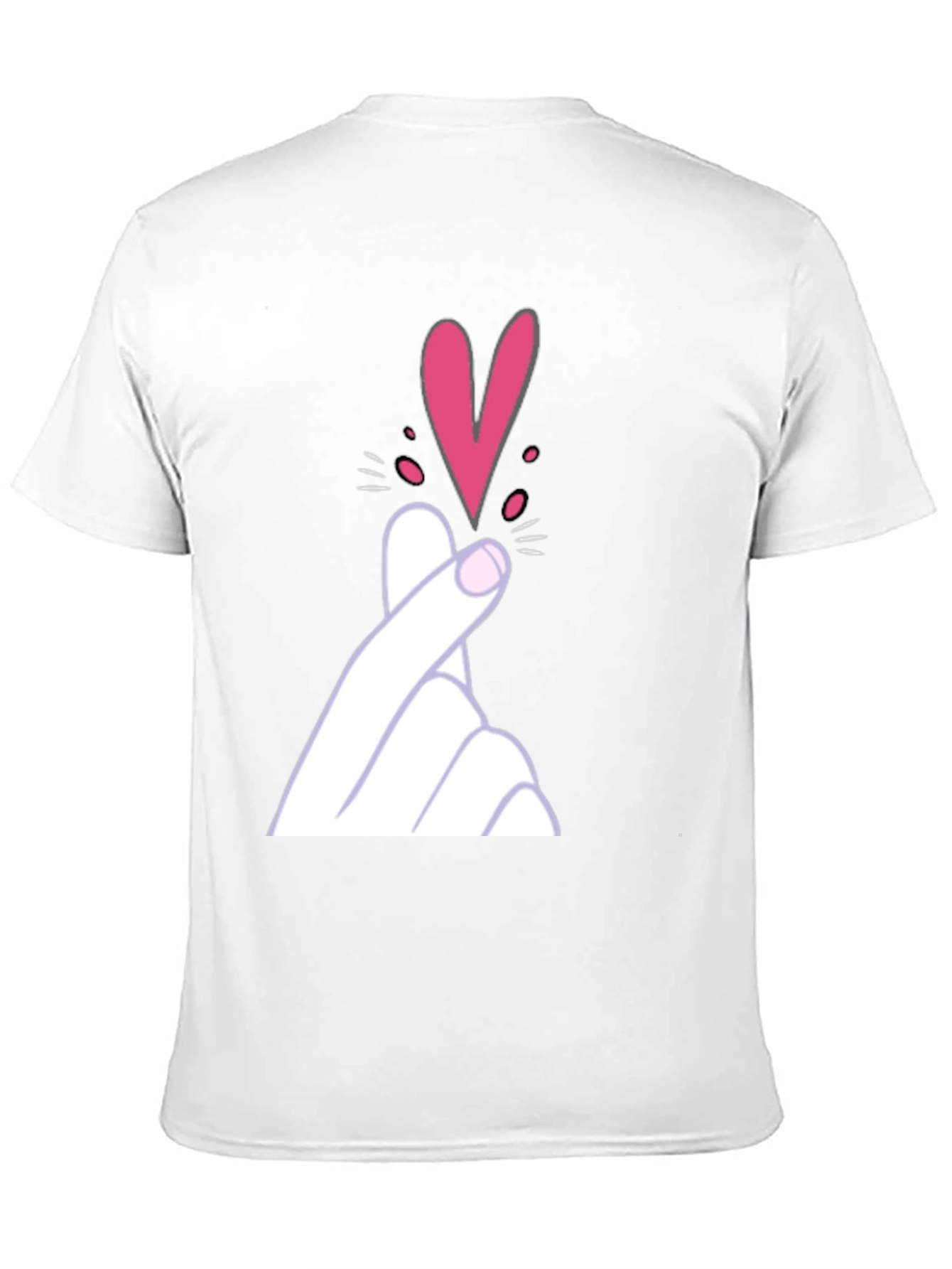 Finger Heart Gesture Graphic Tee - Trendy Casual Top