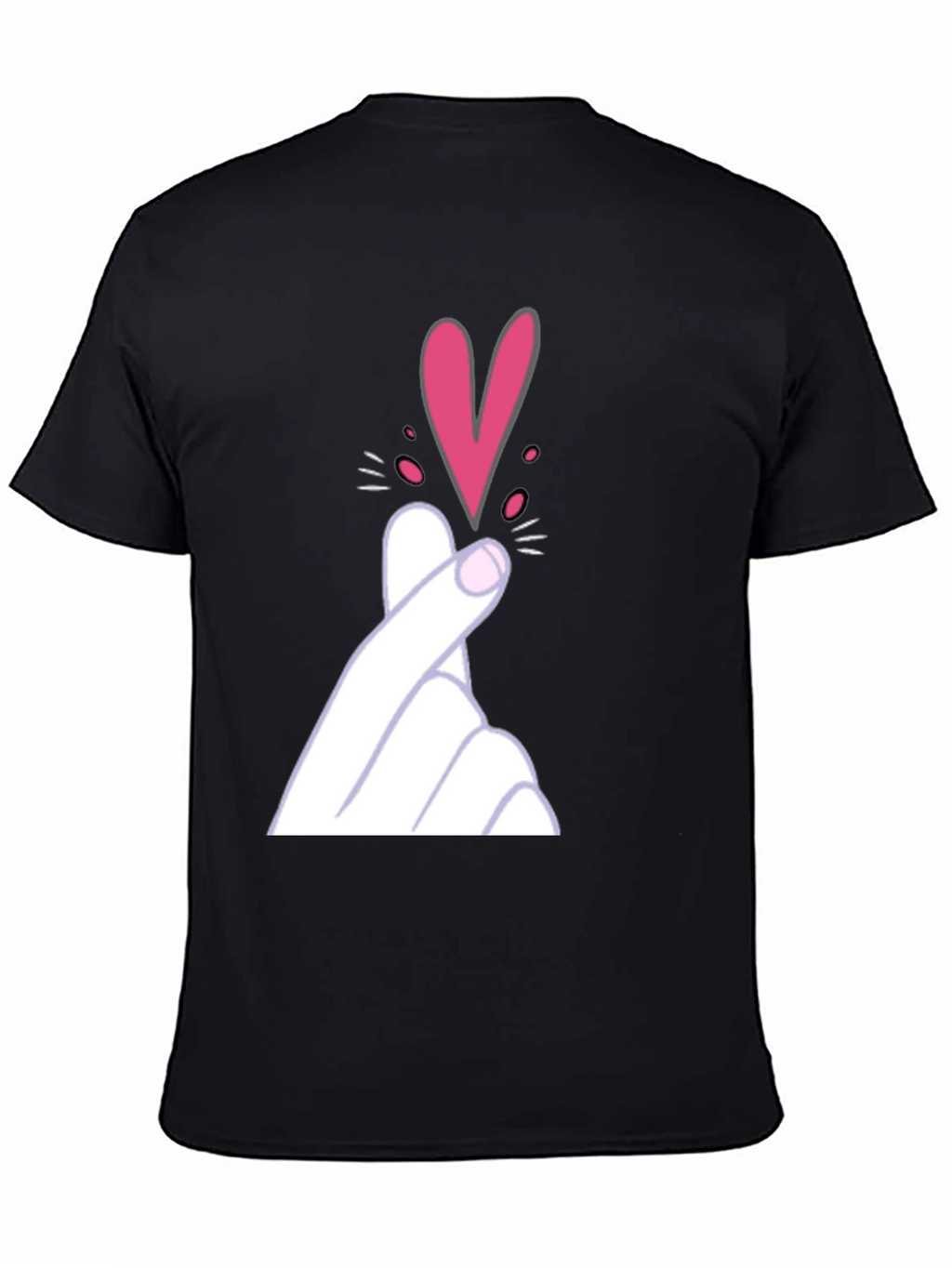 Finger Heart Gesture Graphic Tee - Trendy Casual Top