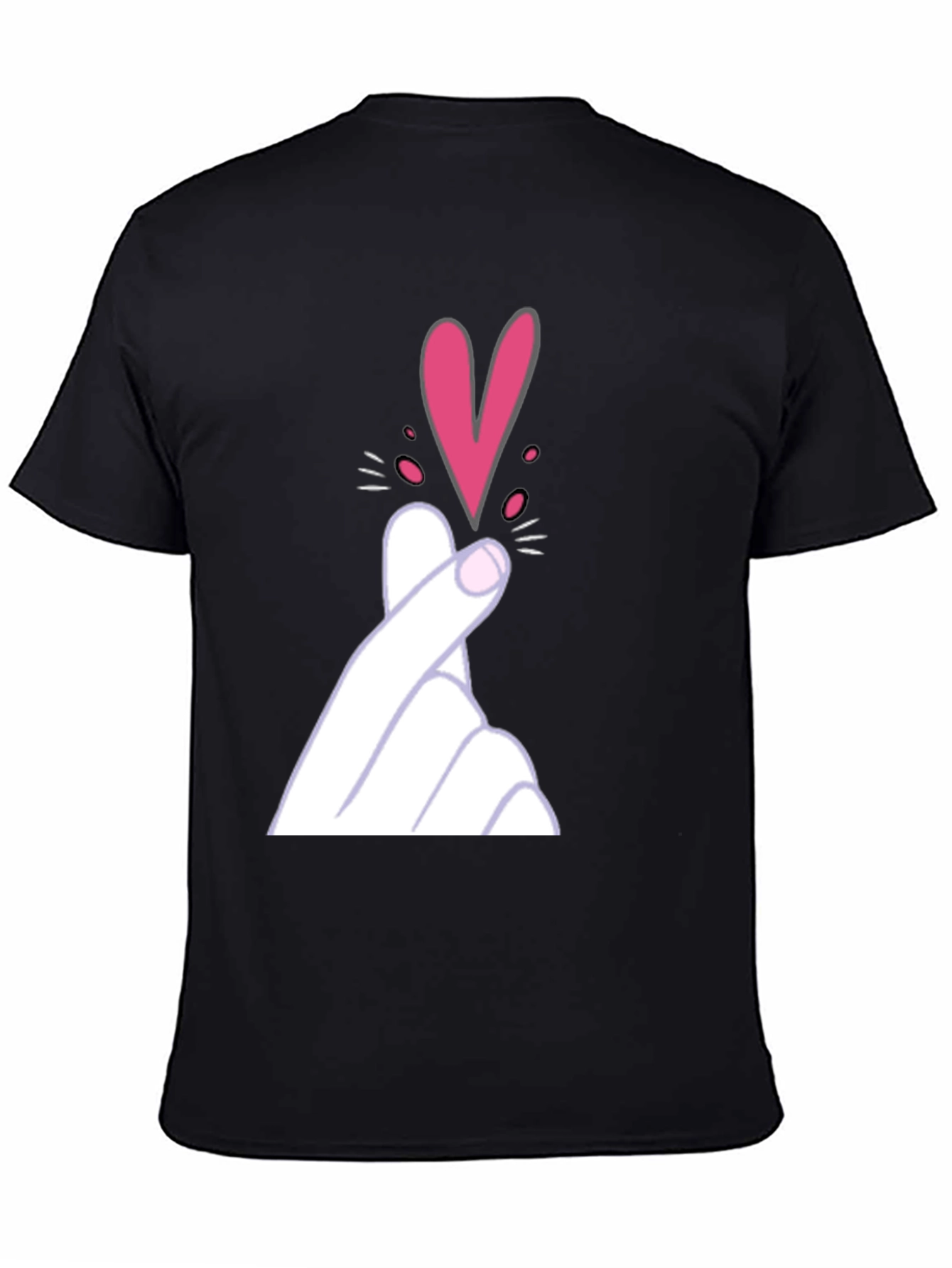 Finger Heart Gesture Graphic Tee - Trendy Casual Top