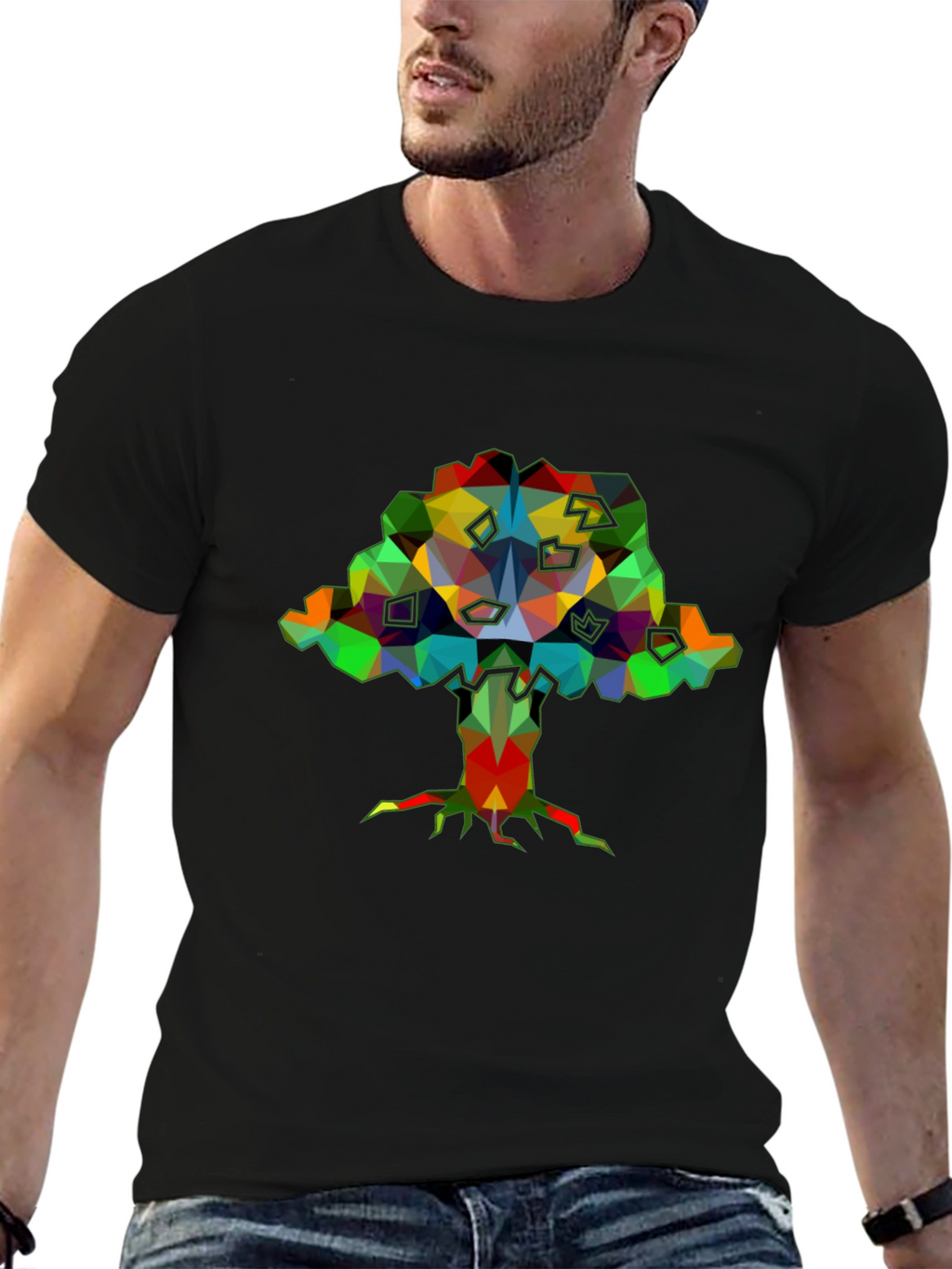 Abstract Tree Graphic Black T-Shirt