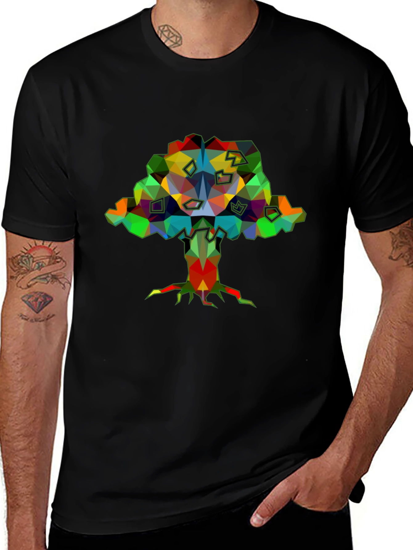 Abstract Tree Graphic Black T-Shirt