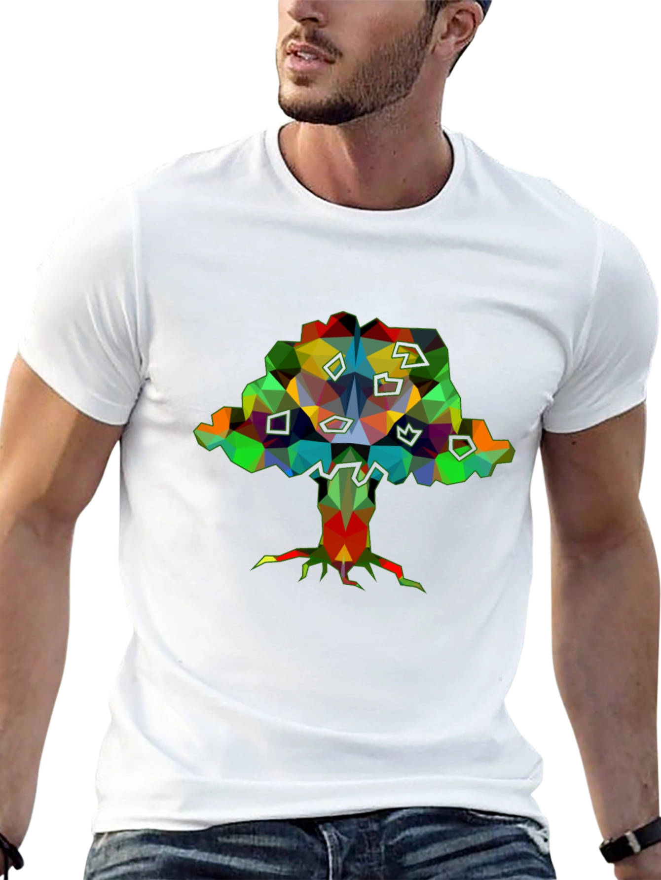 Abstract Tree Graphic Black T-Shirt