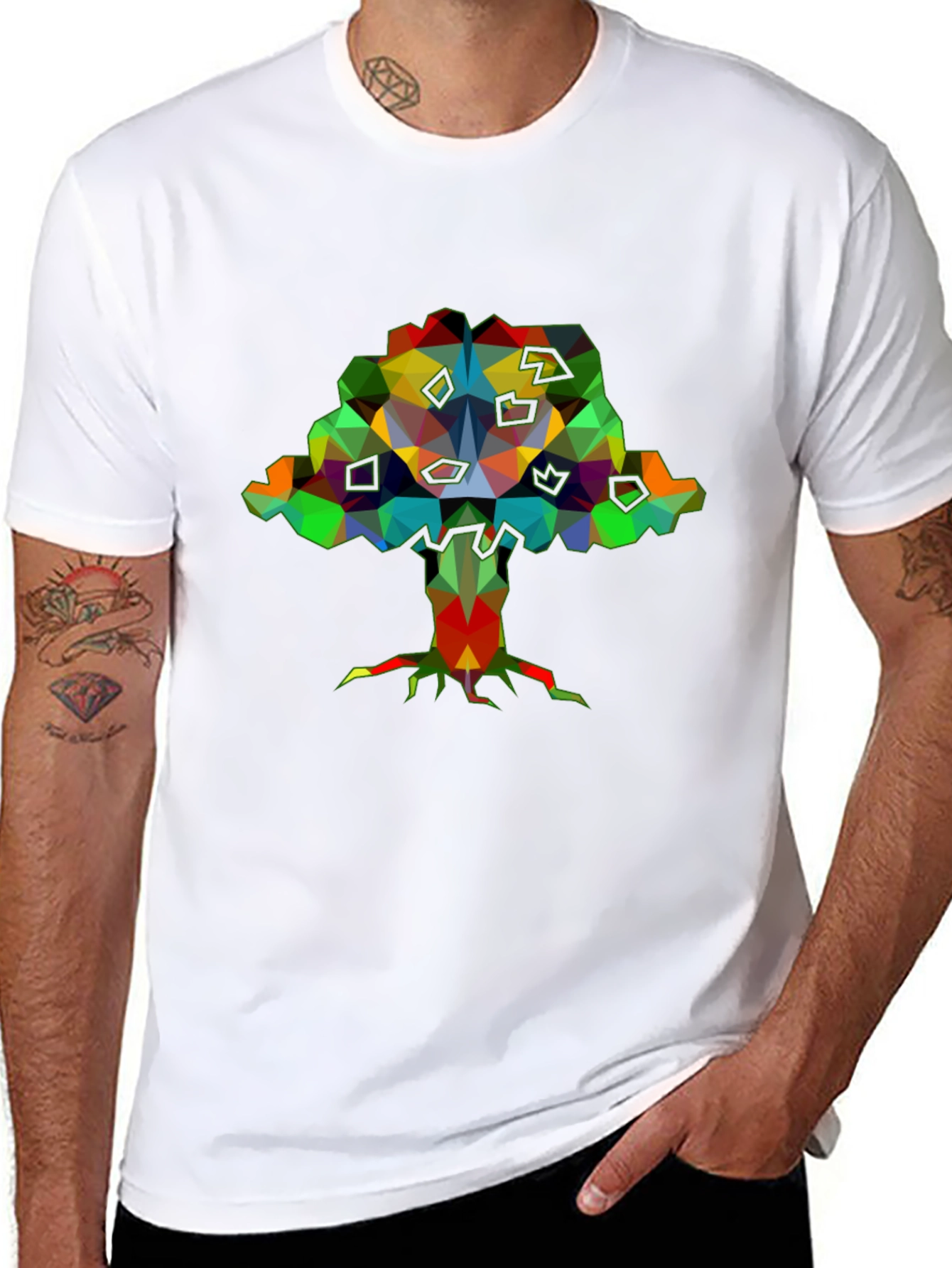 Abstract Tree Graphic Black T-Shirt