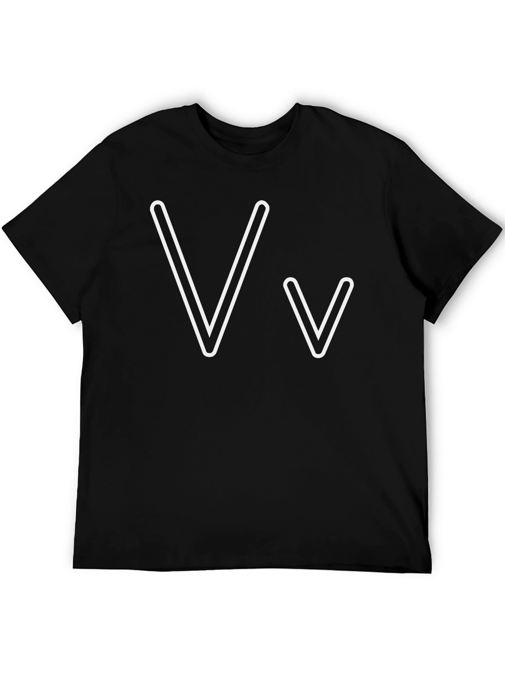 Black T-Shirt with White V Letter Graphic