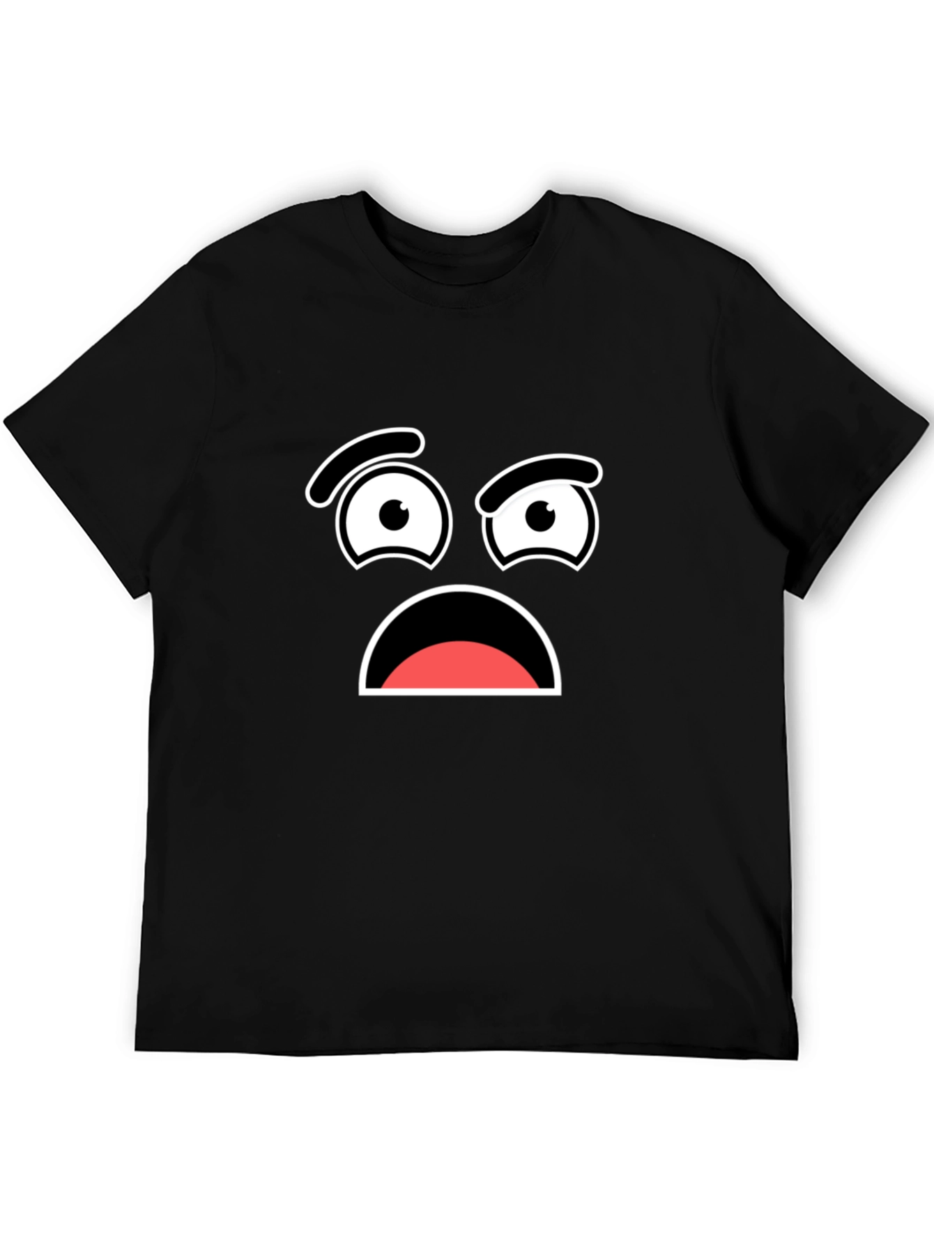Worried Face Graphic T-Shirt - Black