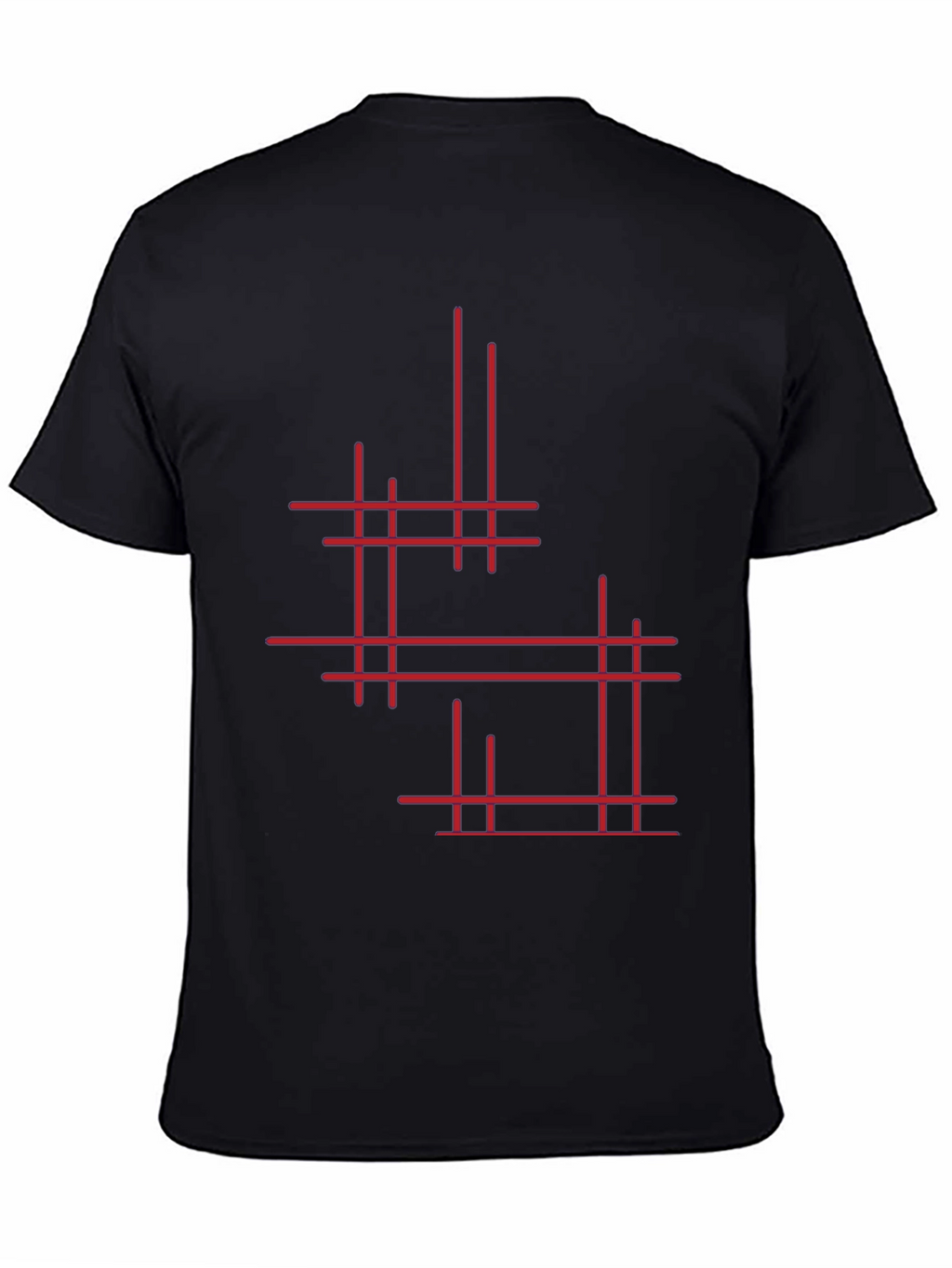 Modern Geometric Line Art Graphic Tee - Black