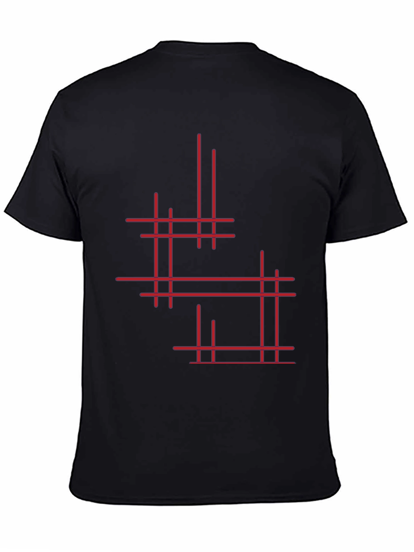 Modern Geometric Line Art Graphic Tee - Black