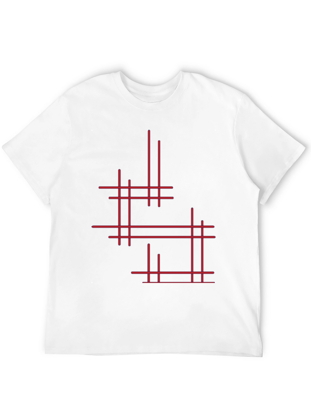 Modern Geometric Line Art Graphic Tee - Black