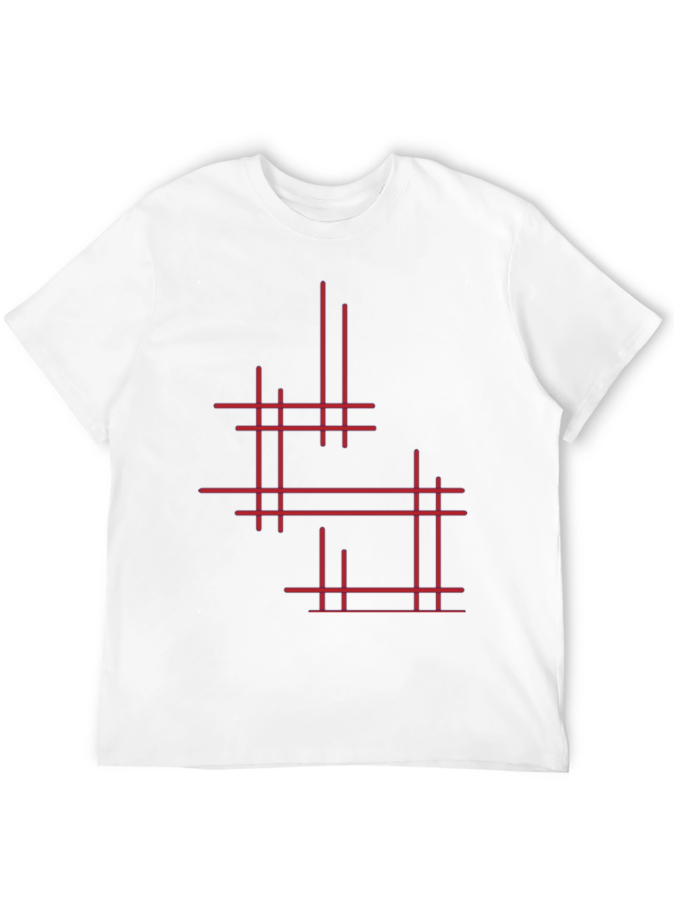 Modern Geometric Line Art Graphic Tee - Black