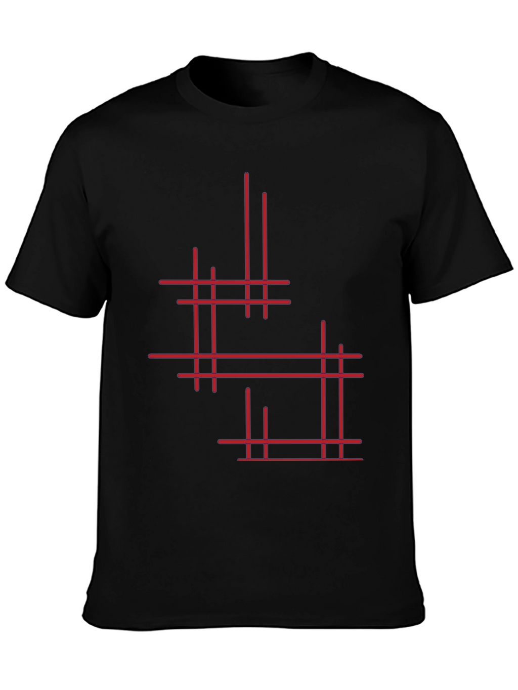 Modern Geometric Line Art Graphic Tee - Black