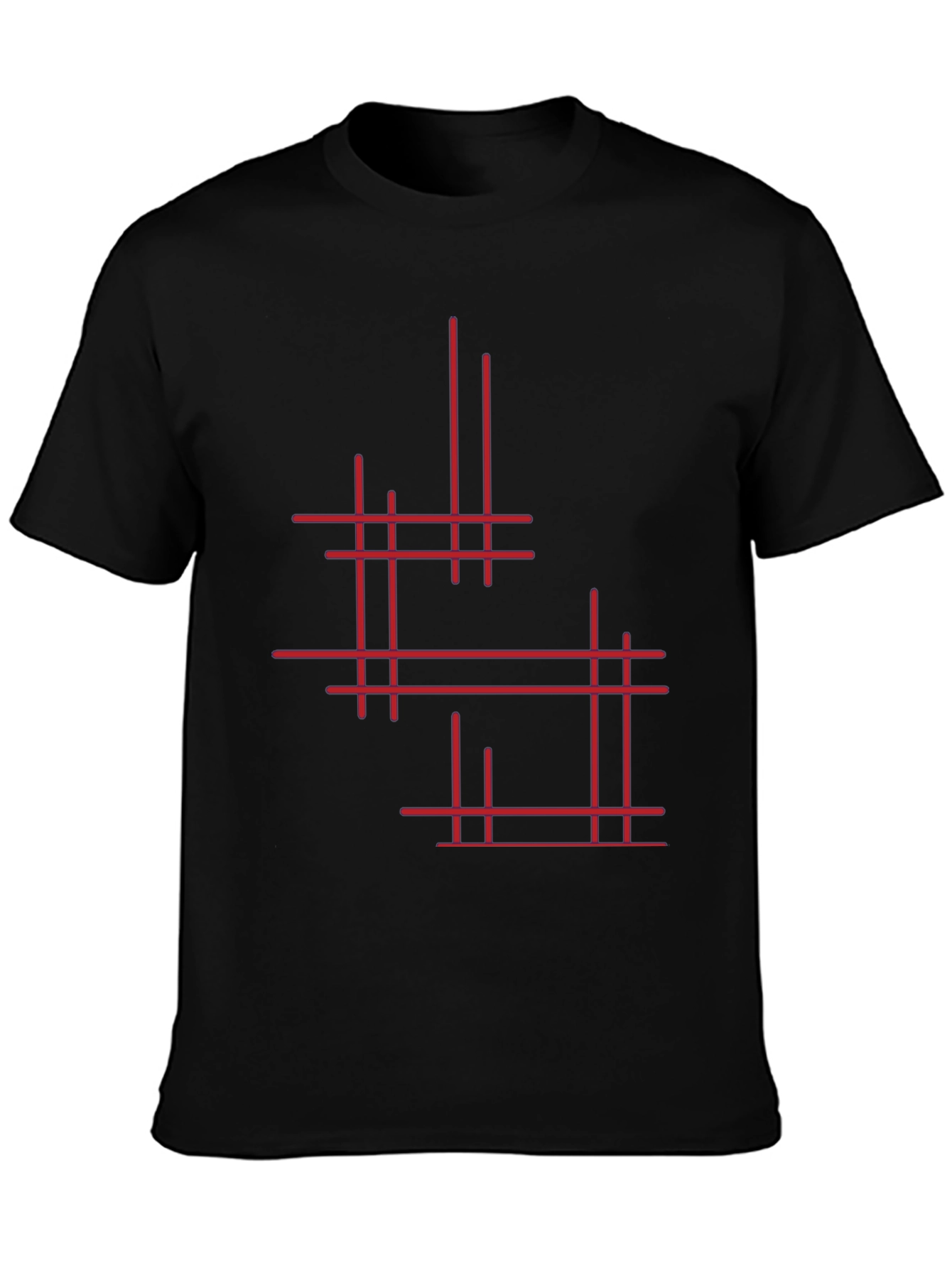 Modern Geometric Line Art Graphic Tee - Black