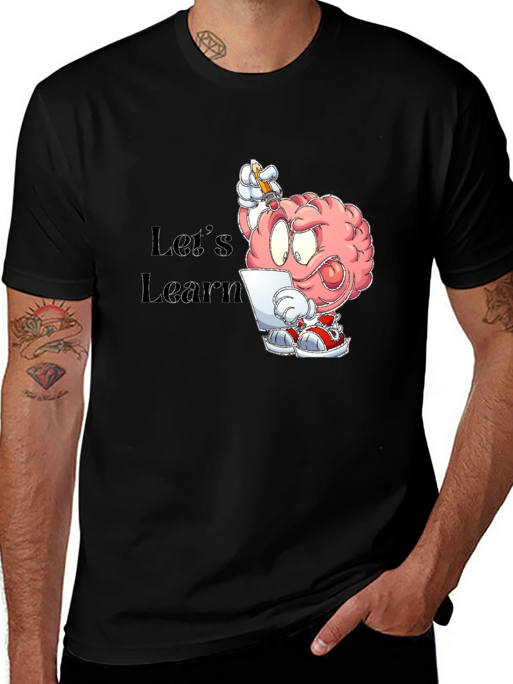 Lets Learn Brain Cartoon Graphic T-Shirt