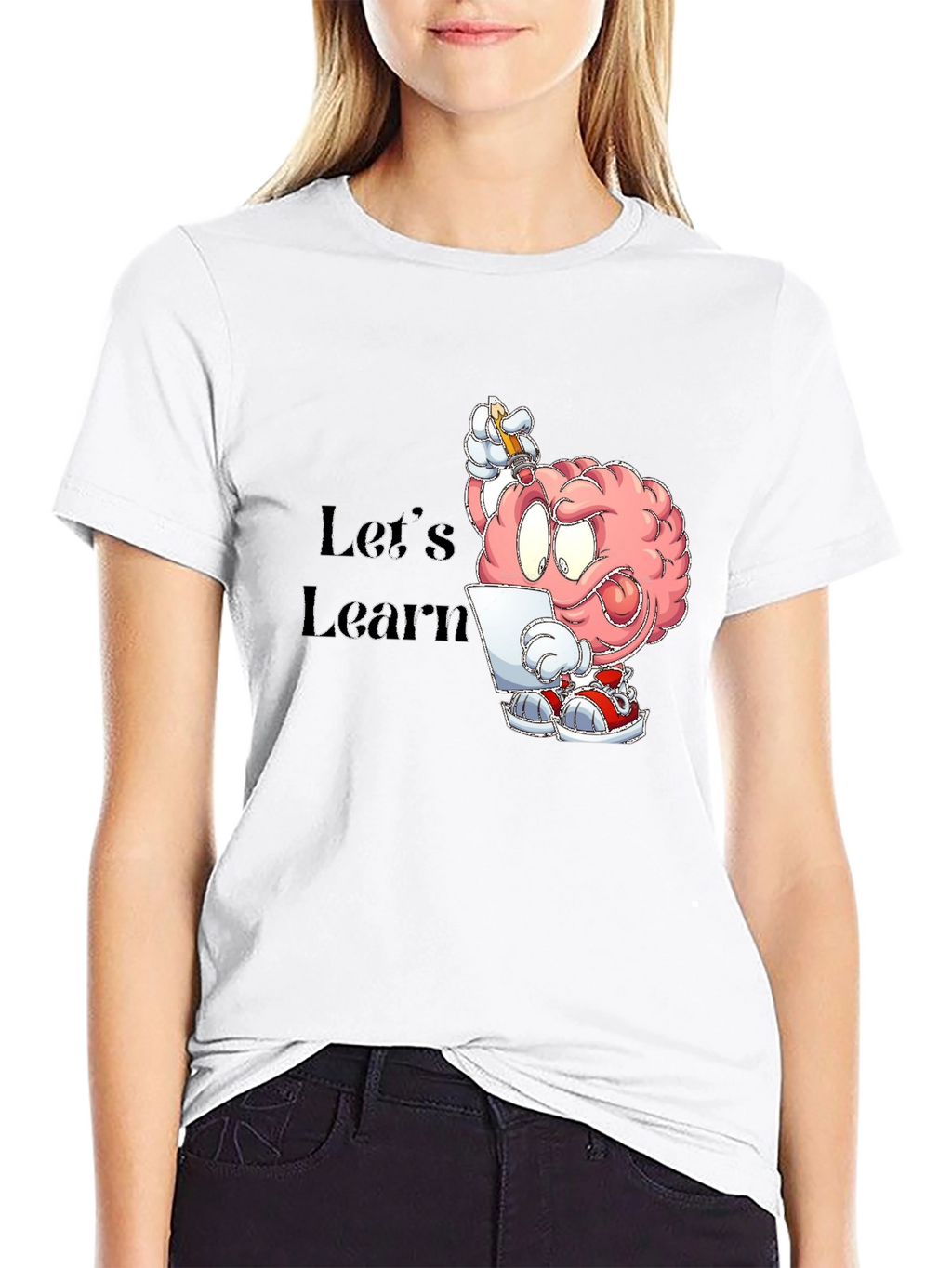 Lets Learn Brain Cartoon Graphic T-Shirt
