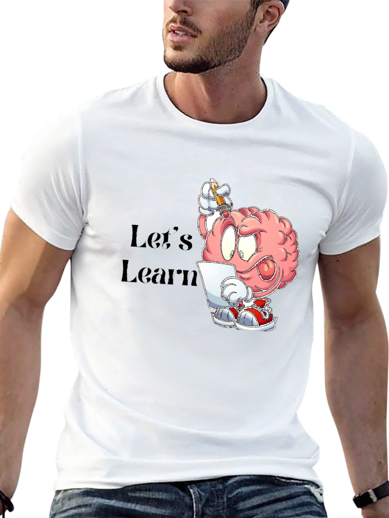 Lets Learn Brain Cartoon Graphic T-Shirt