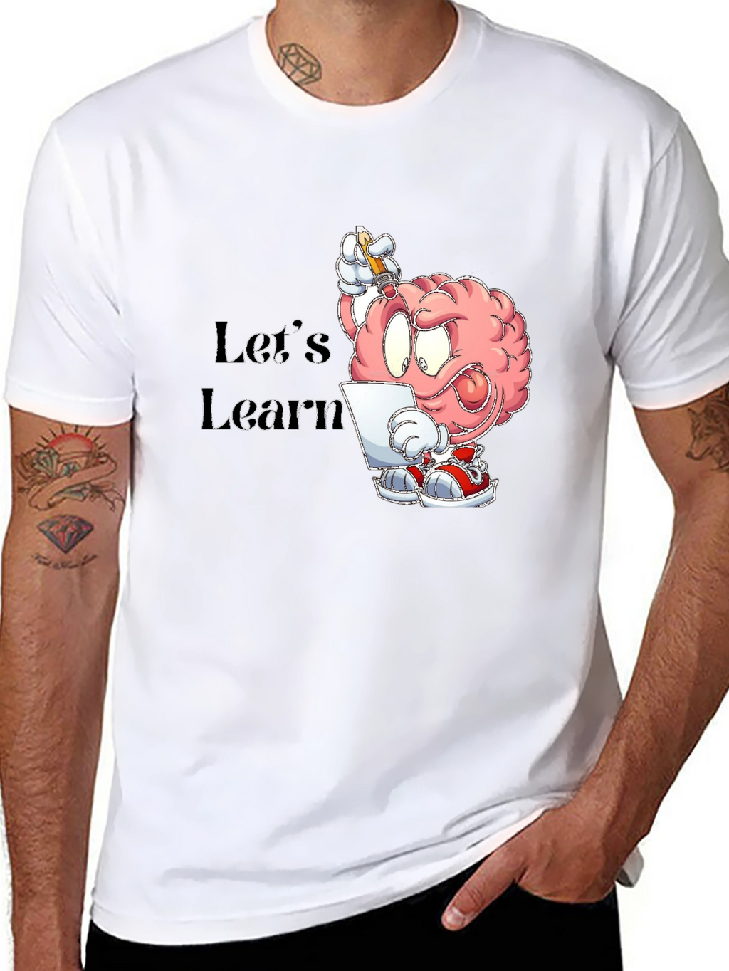 Lets Learn Brain Cartoon Graphic T-Shirt
