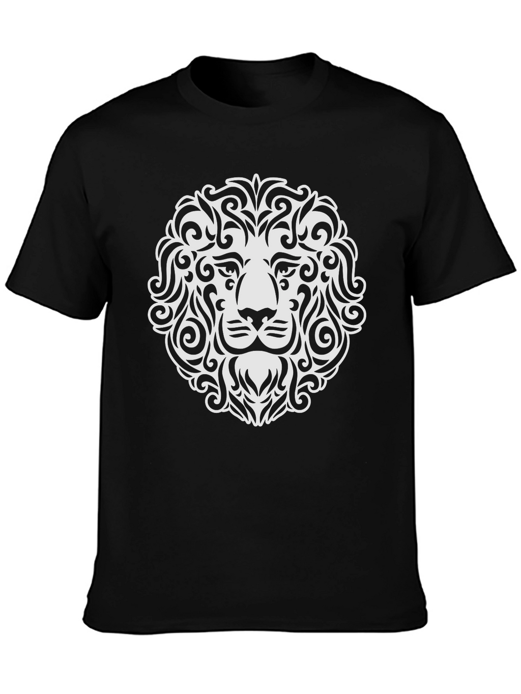 Lion Head Graphic Tee - Black Cotton Blend