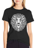 Lion Head Graphic Tee - Black Cotton Blend