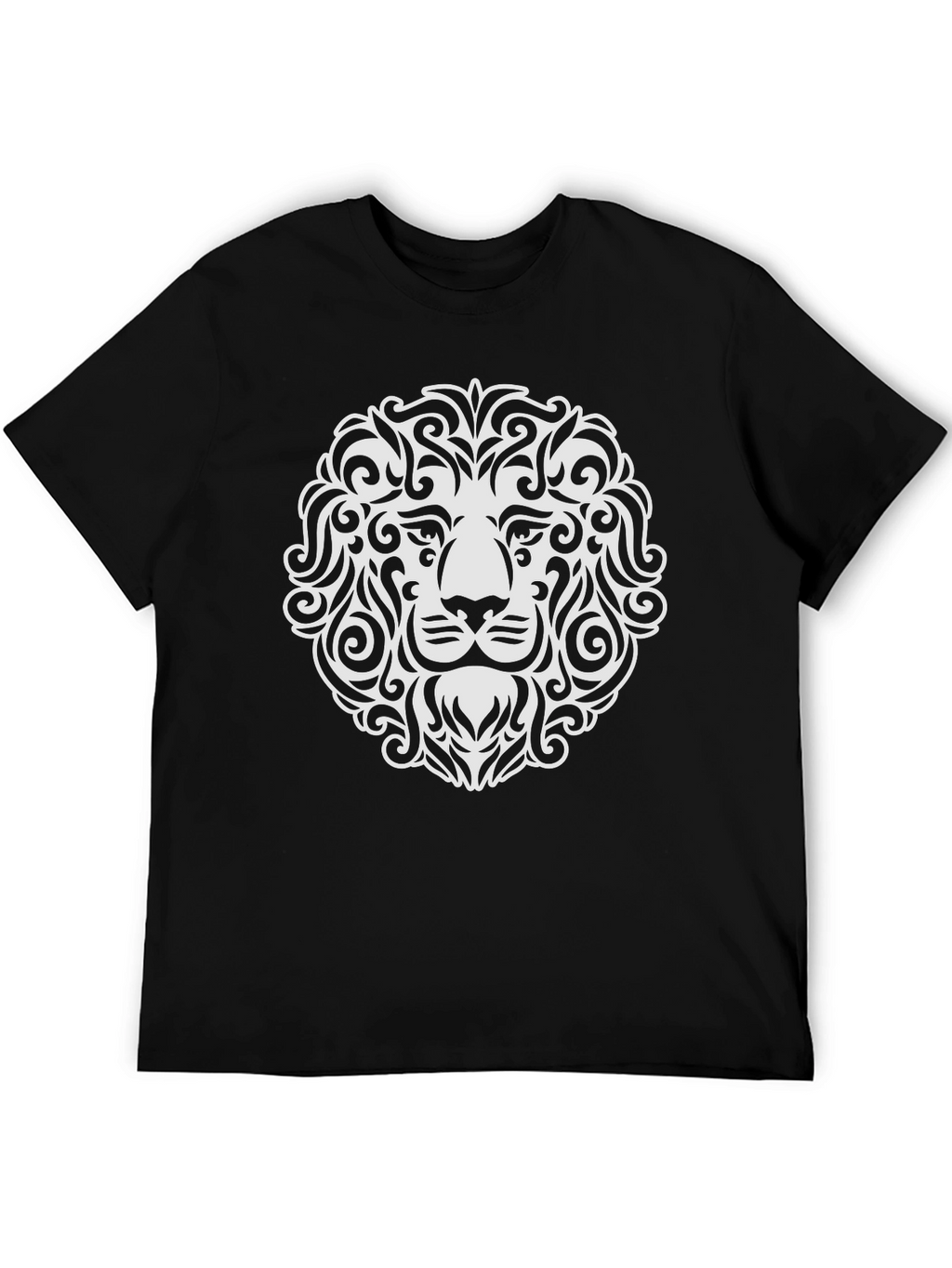 Lion Head Graphic Tee - Black Cotton Blend