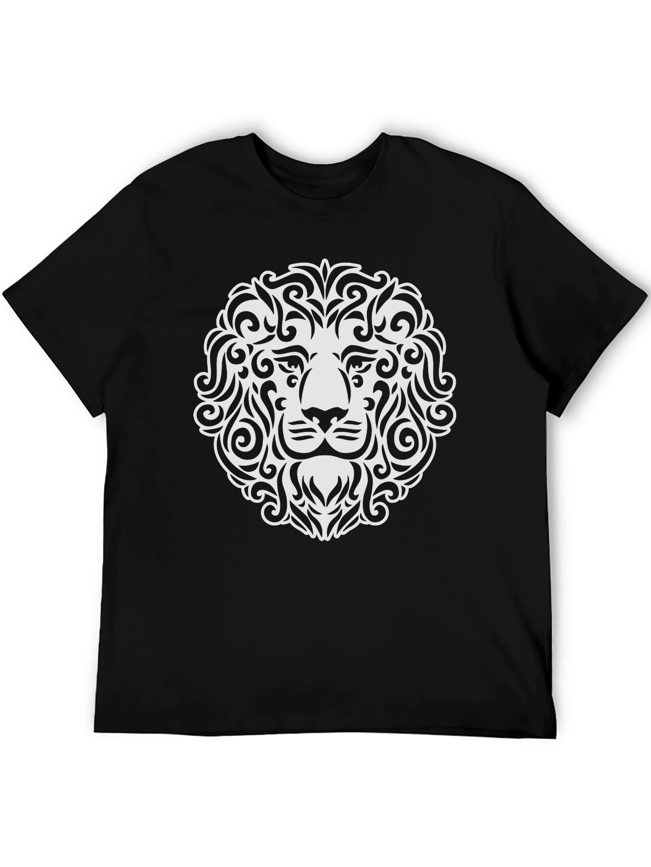 Lion Head Graphic Tee - Black Cotton Blend
