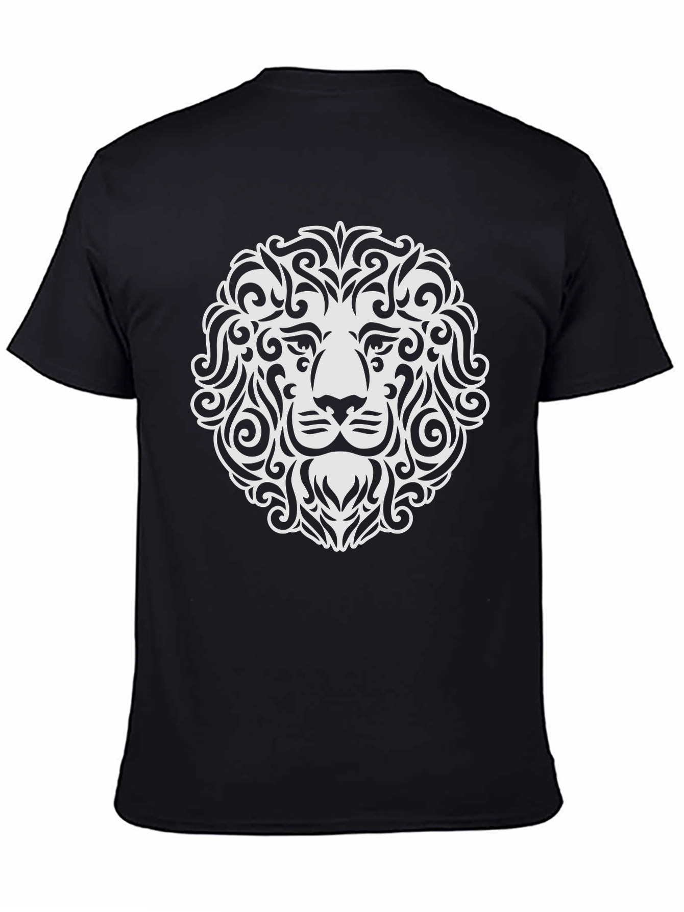 Lion Head Graphic Tee - Black Cotton Blend