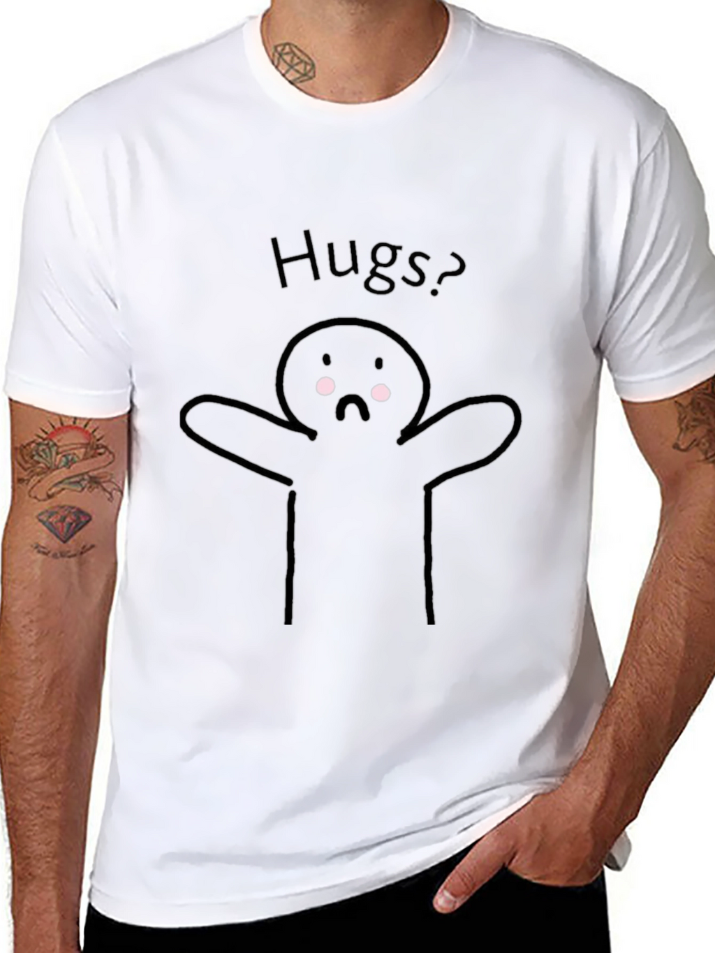 Hugs? Graphic Tee - Black Casual T-Shirt