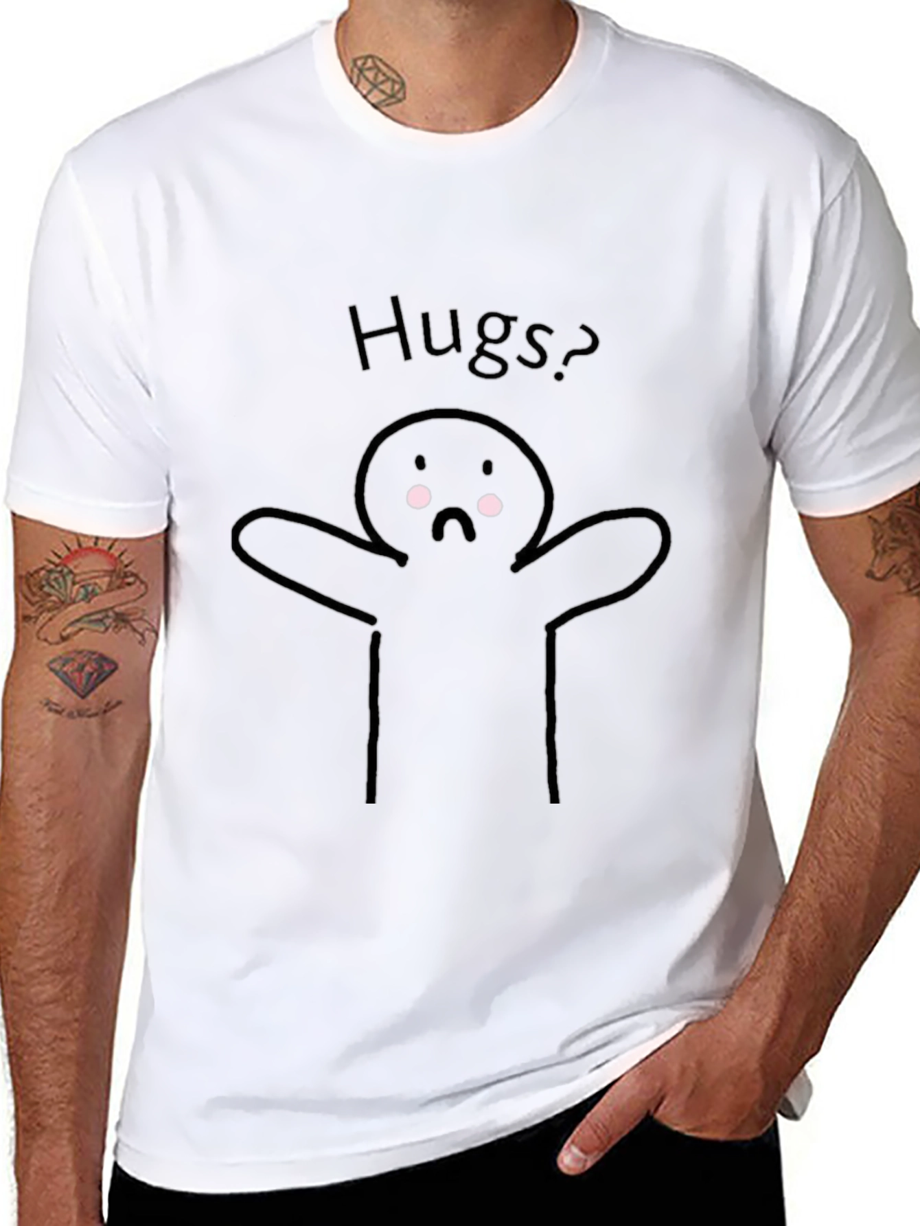 Hugs? Graphic Tee - Black Casual T-Shirt