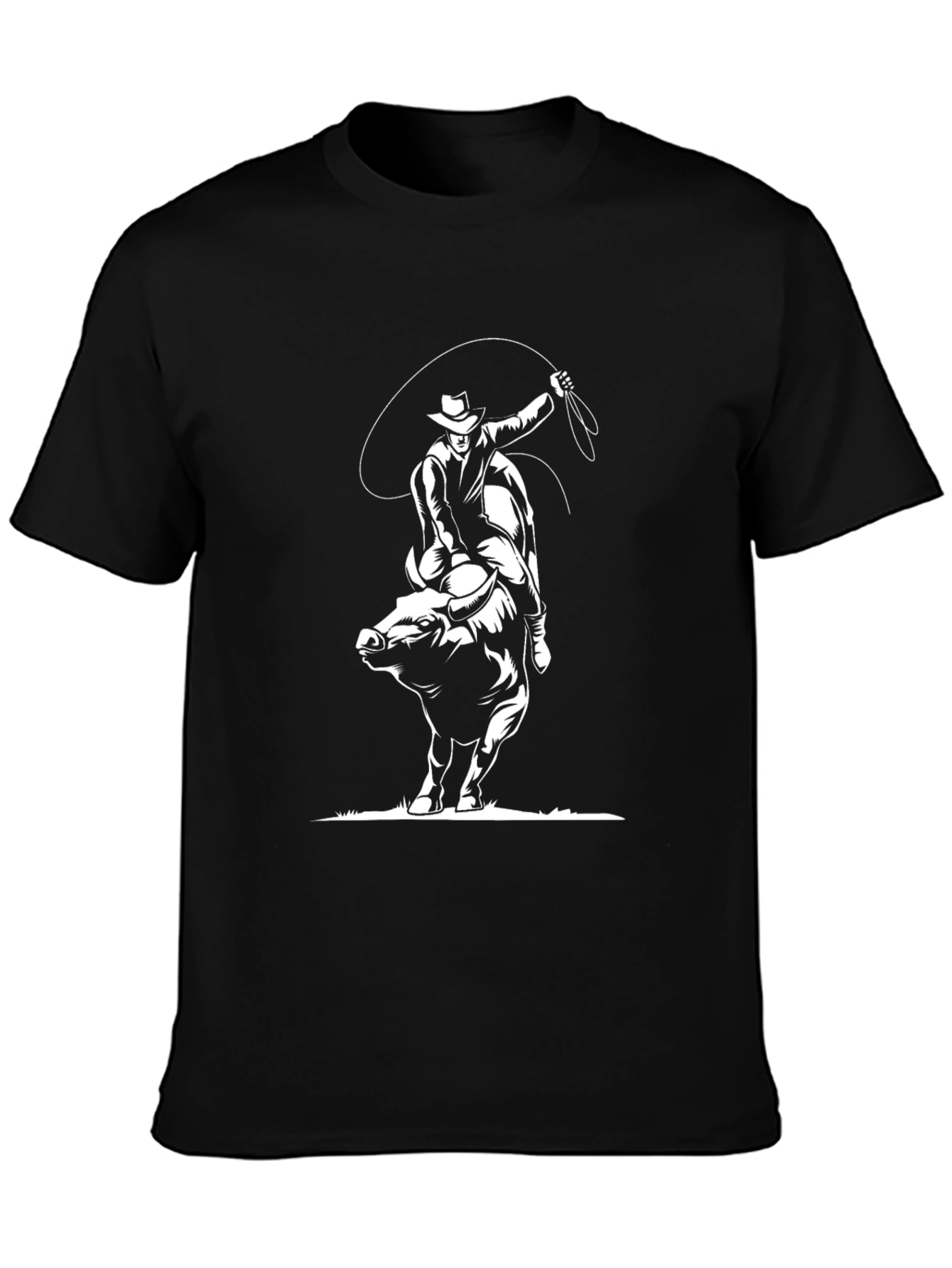 Cowboy Bull Riding Black T-Shirt