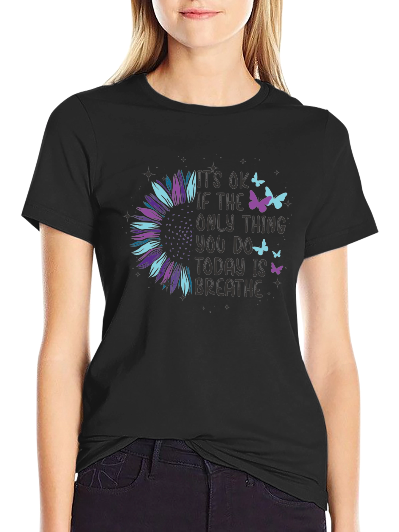 Inspirational Breathe Sunflower Tee