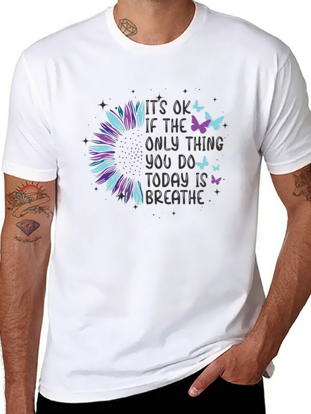Inspirational Breathe Sunflower Tee