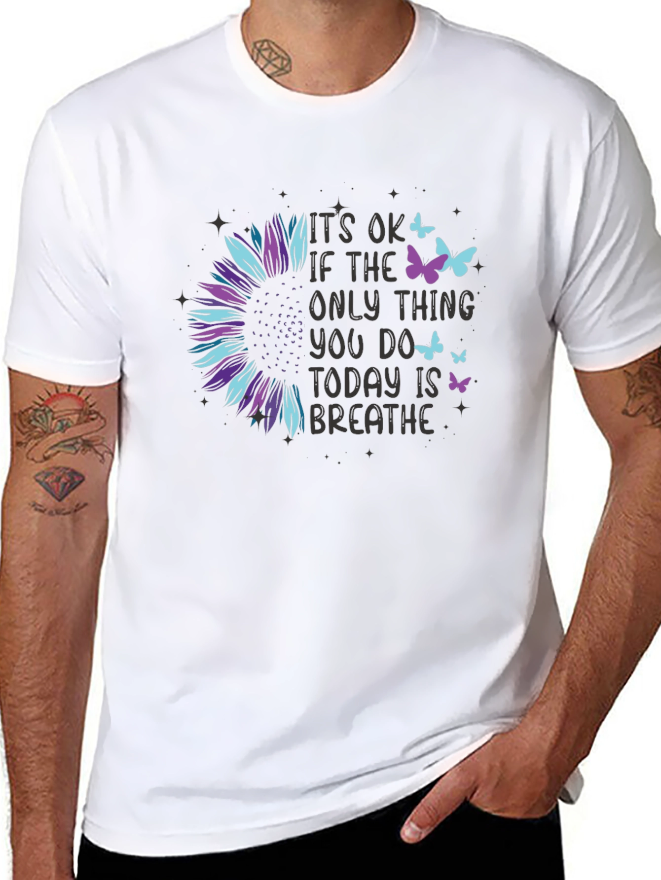 Inspirational Breathe Sunflower Tee