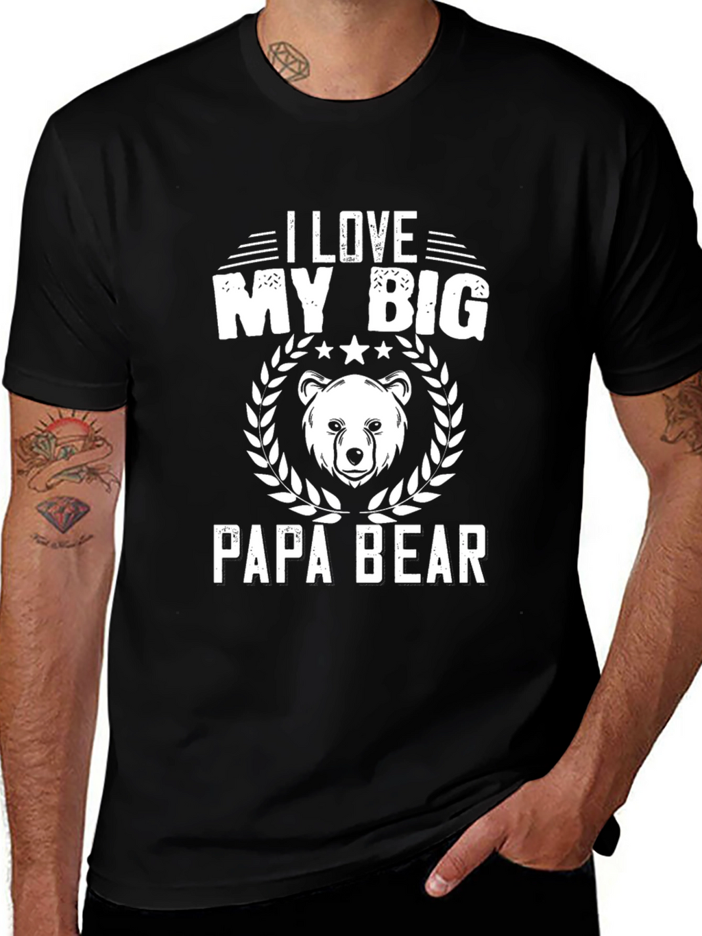 I Love My Big Papa Bear Black T-Shirt